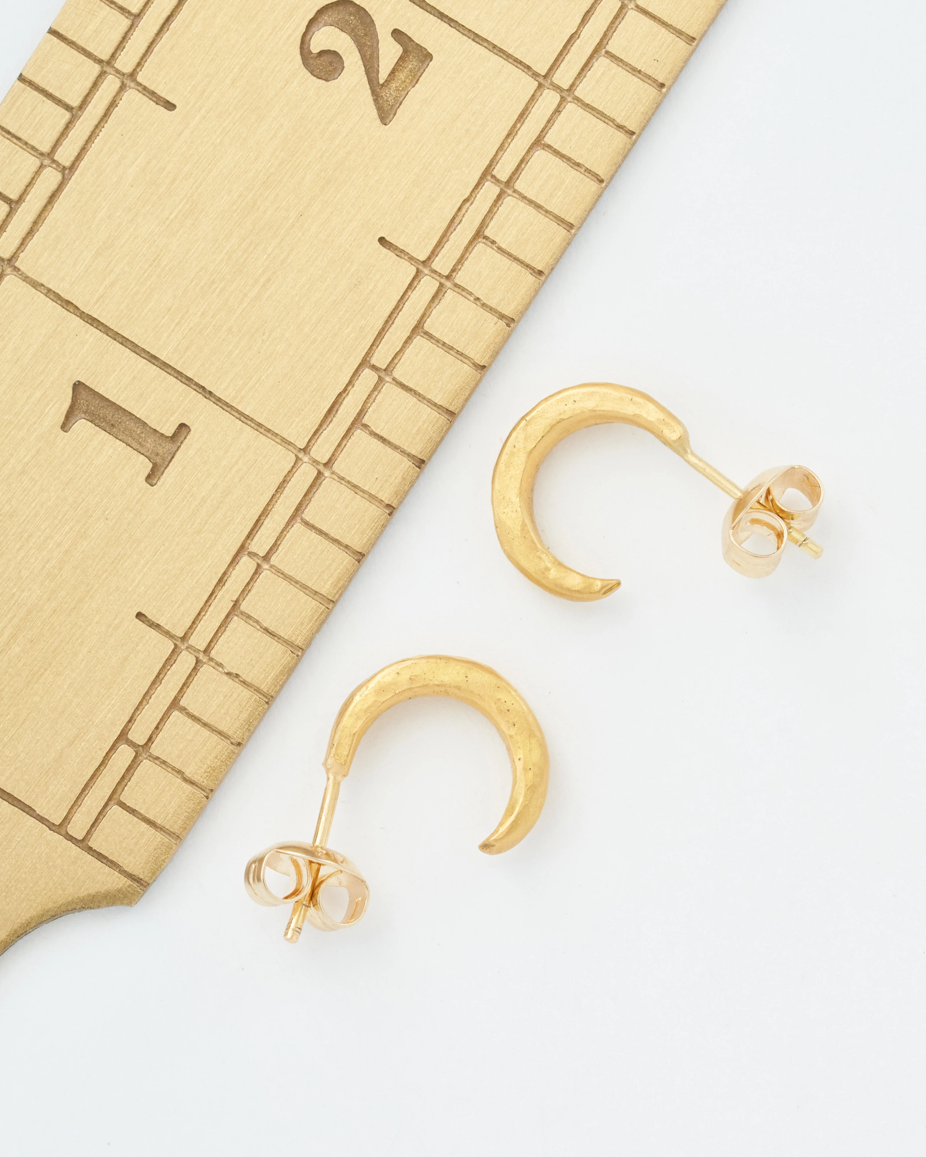gold solid crescent mini hoops - Image 4