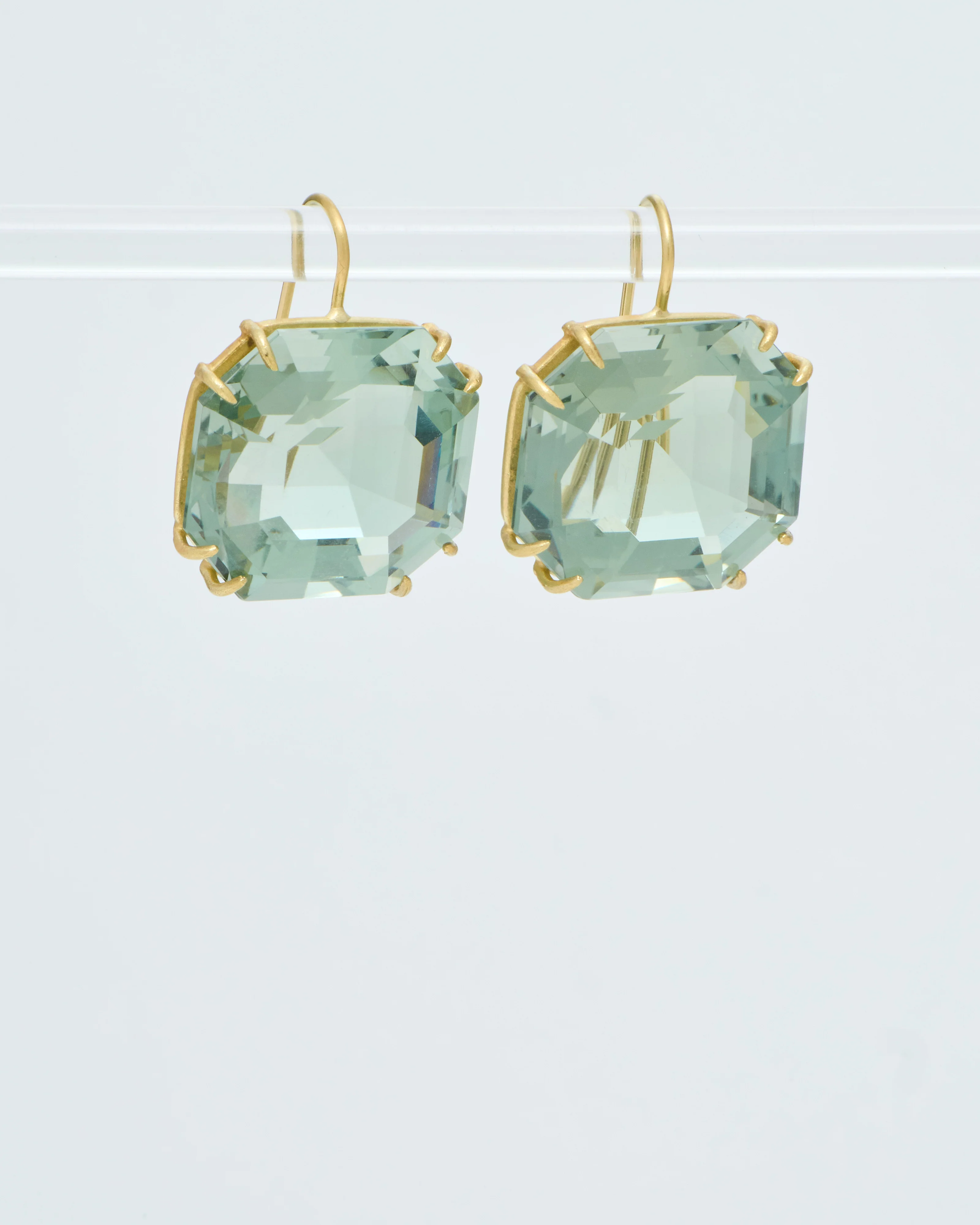 green amethyst ascher cut earrings - Image 2