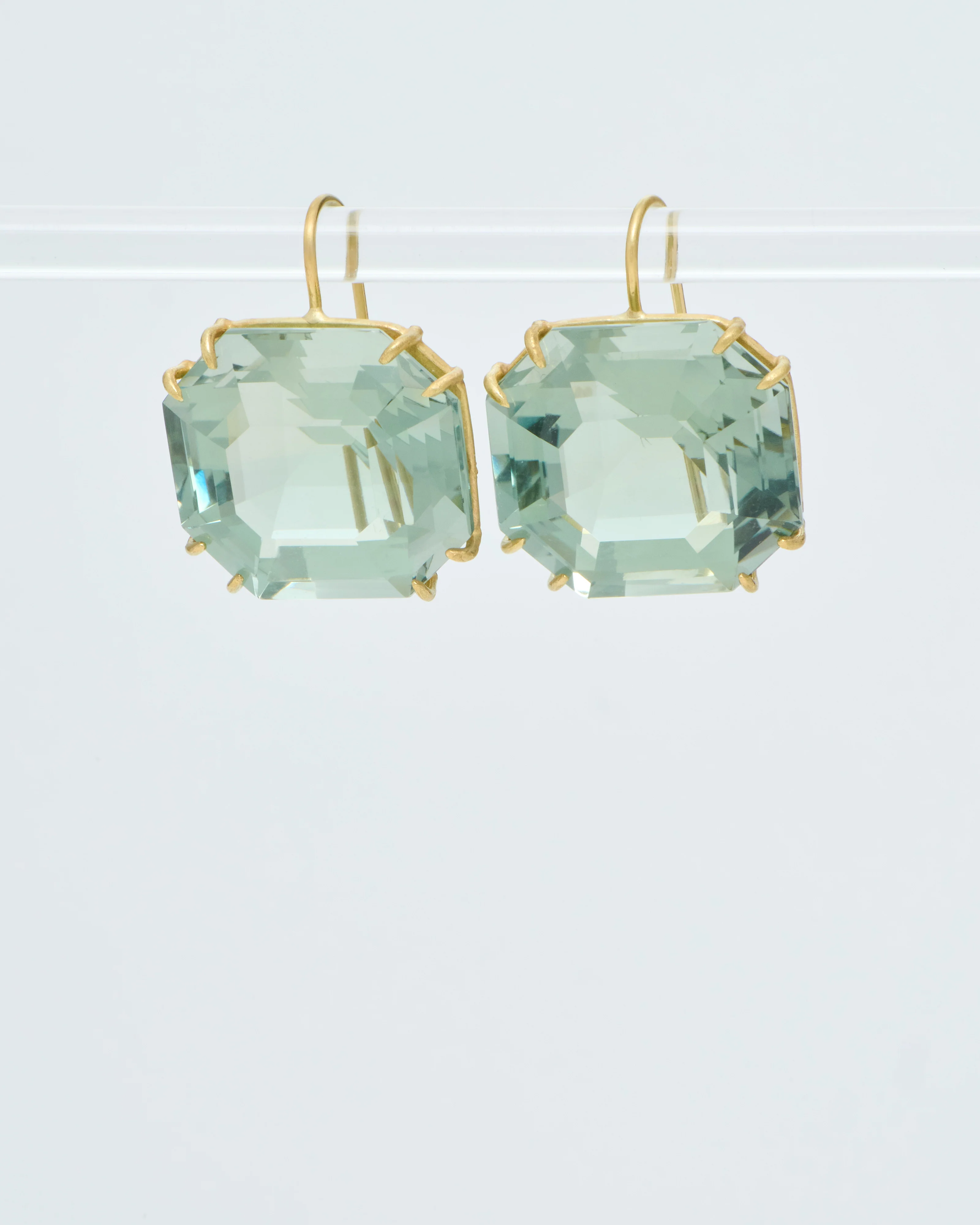 green amethyst ascher cut earrings - Image 3