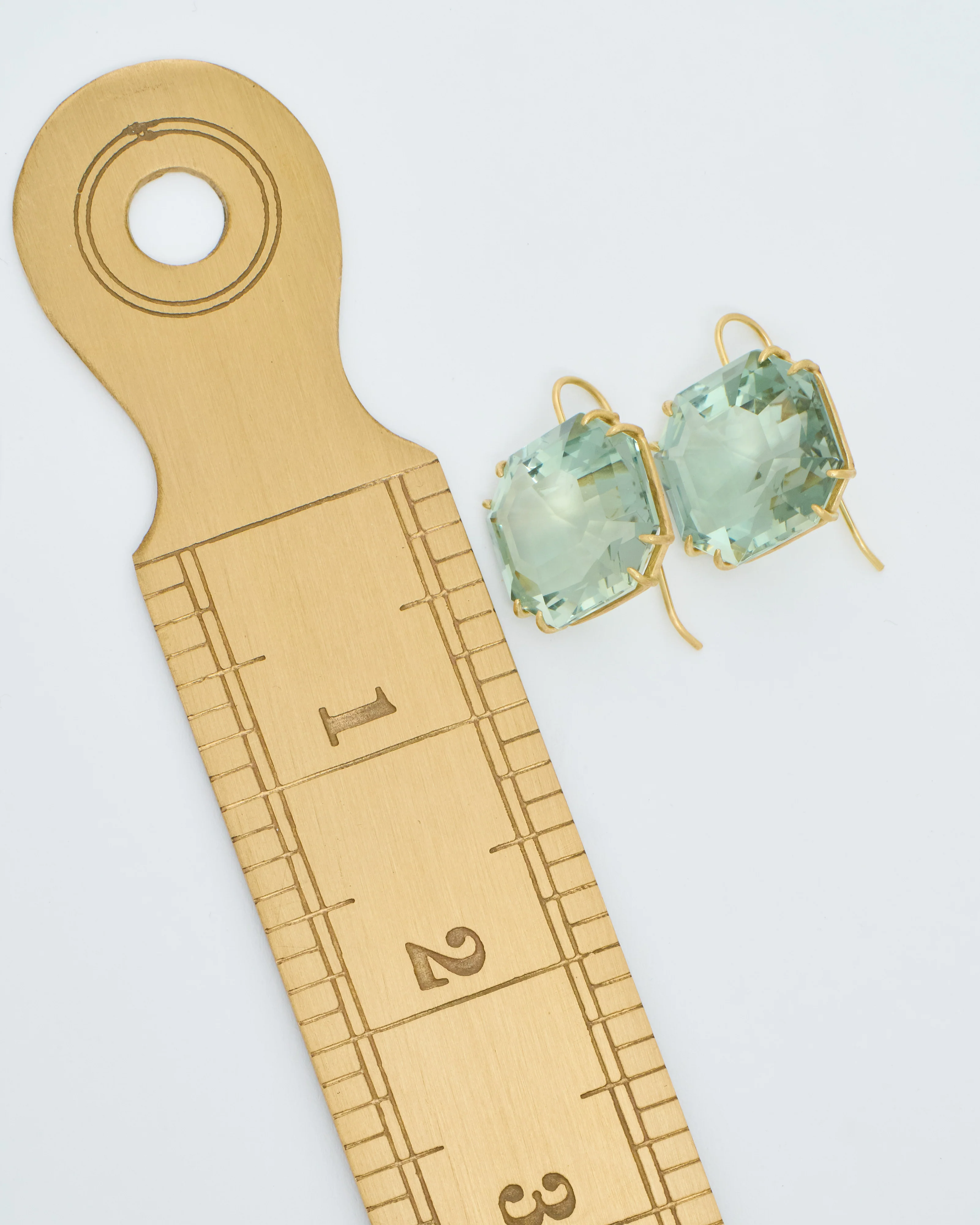 green amethyst ascher cut earrings - Image 9