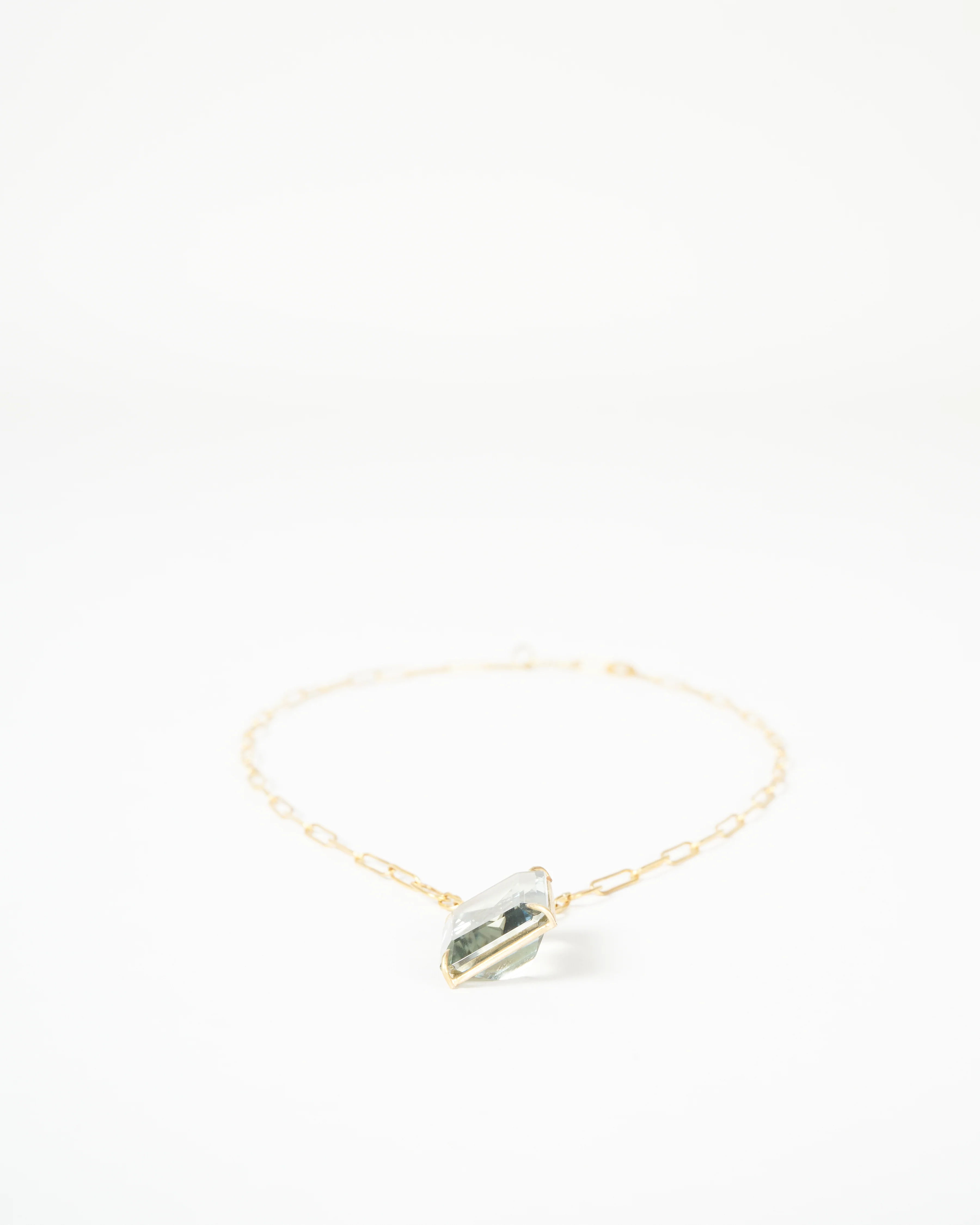 green amethyst emerald cut pendant necklace - 22k gold - Image 2