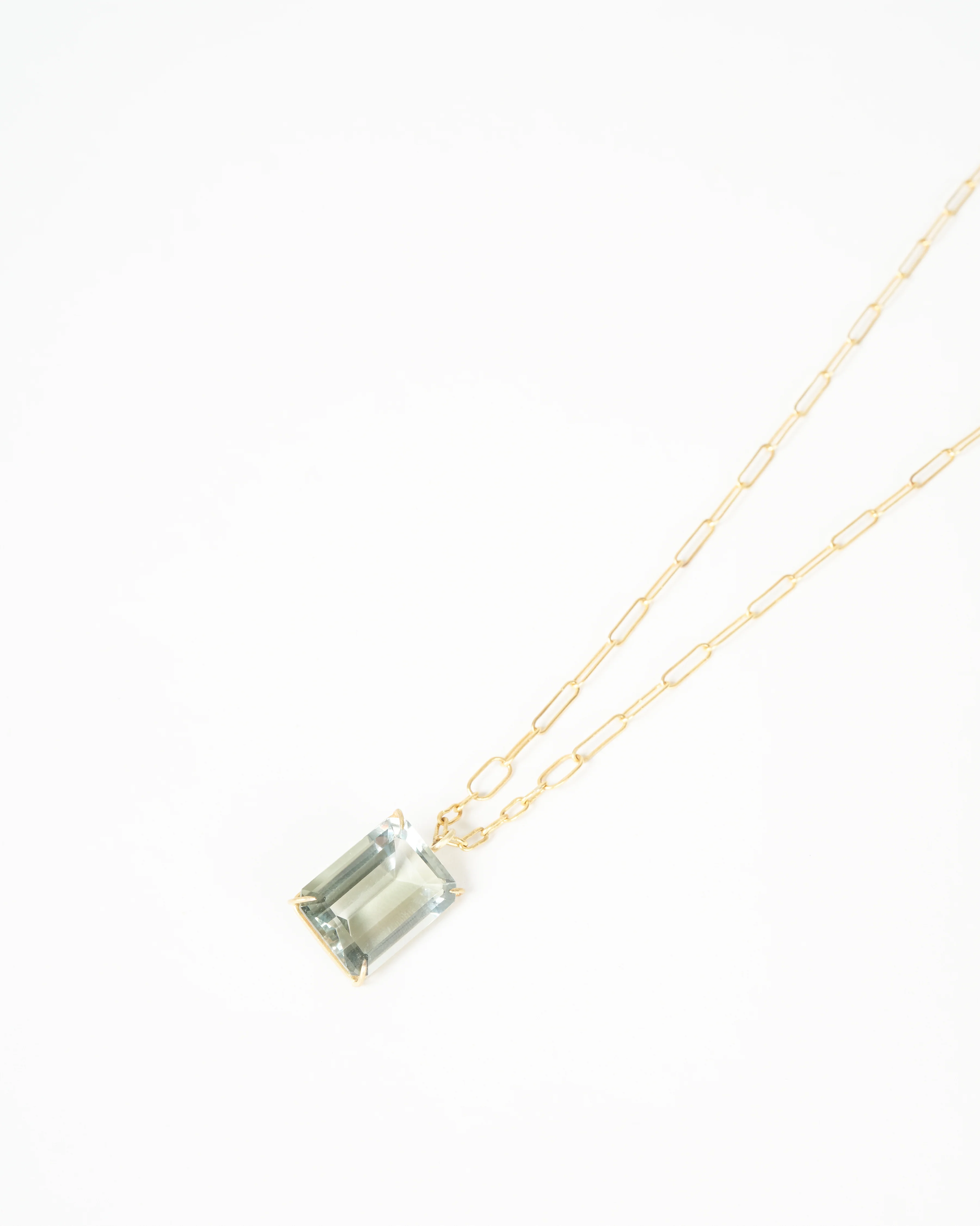 green amethyst emerald cut pendant necklace - 22k gold - Image 3