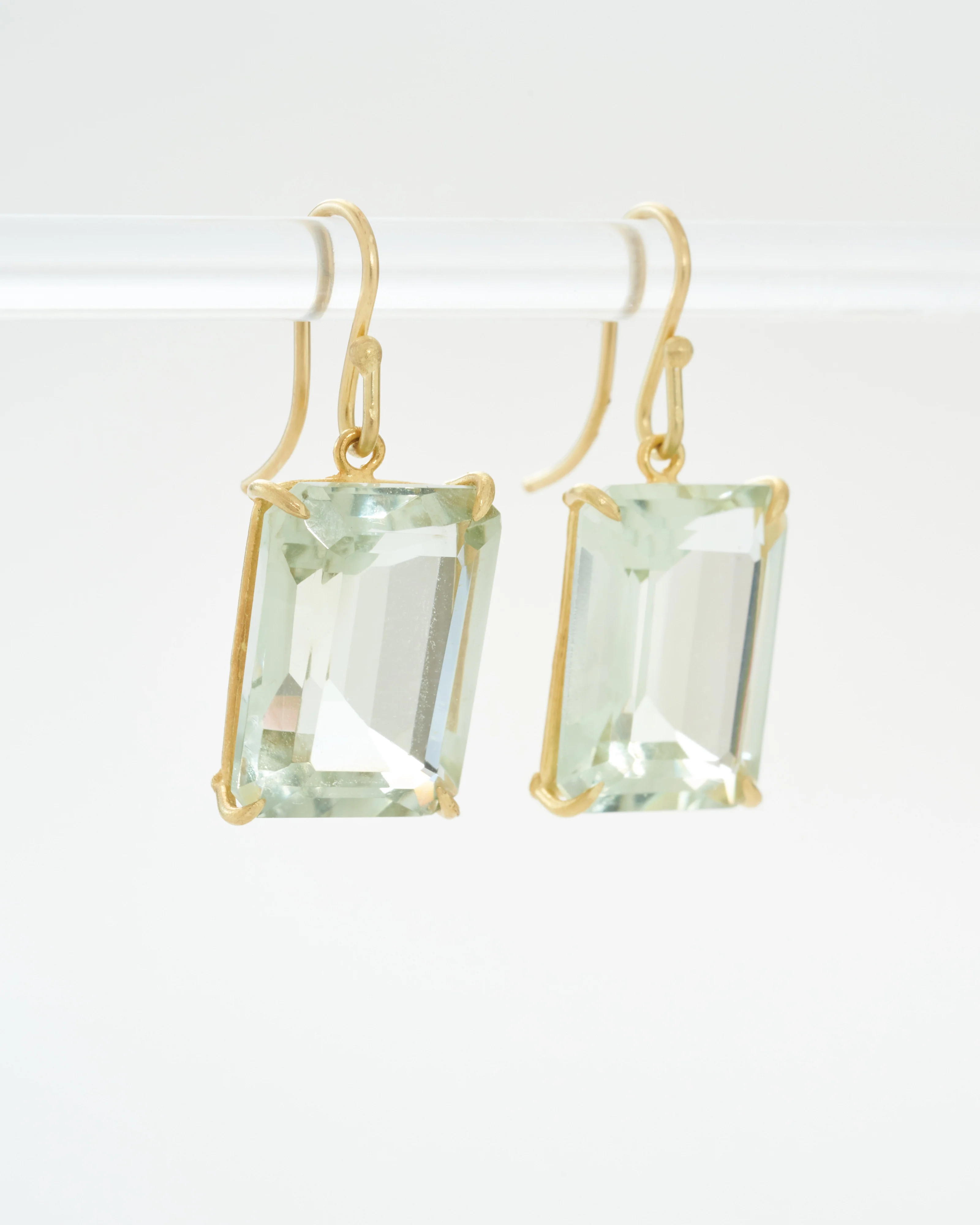 green amethyst faceted drop earrings - Image 2