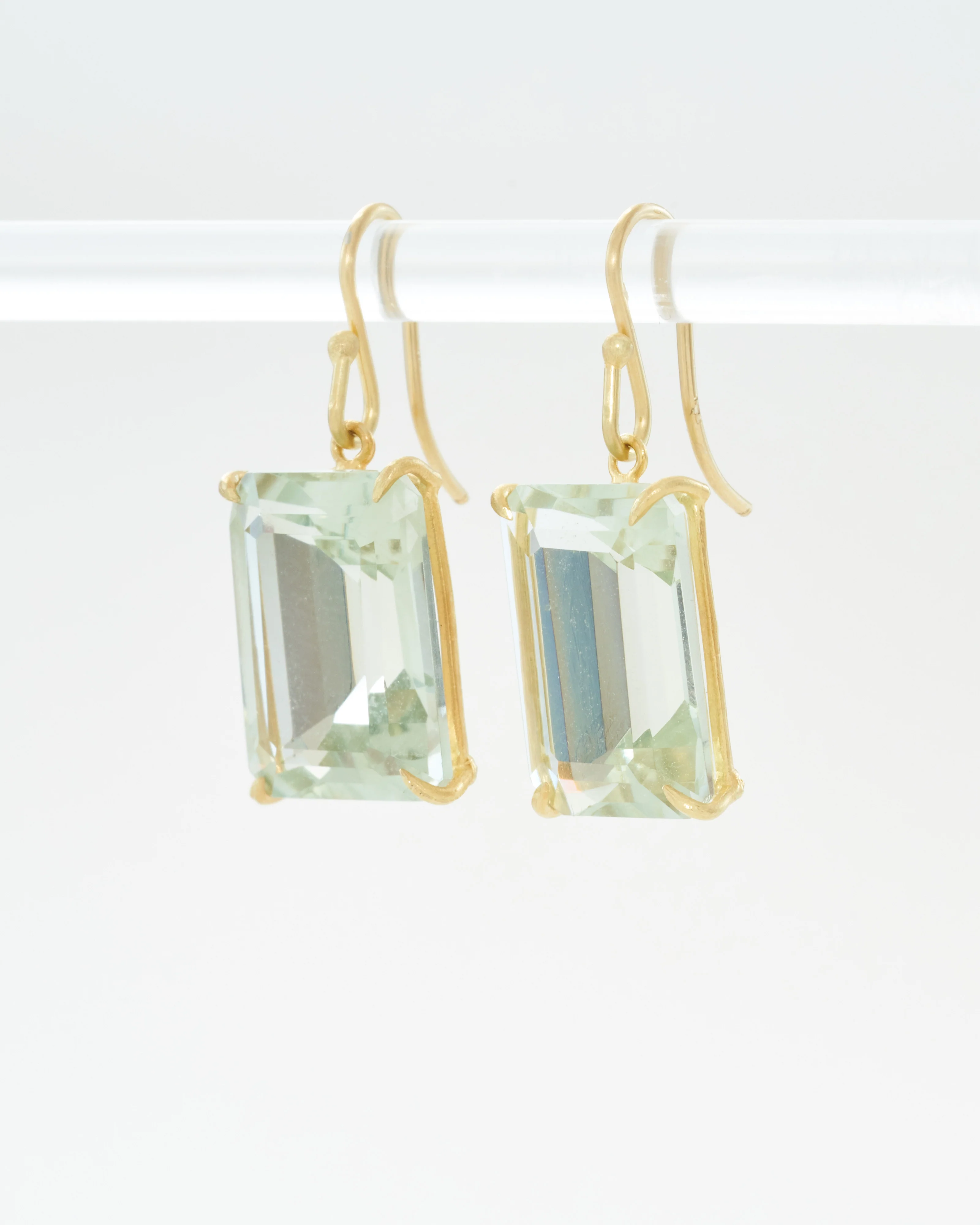 green amethyst faceted drop earrings - Image 3