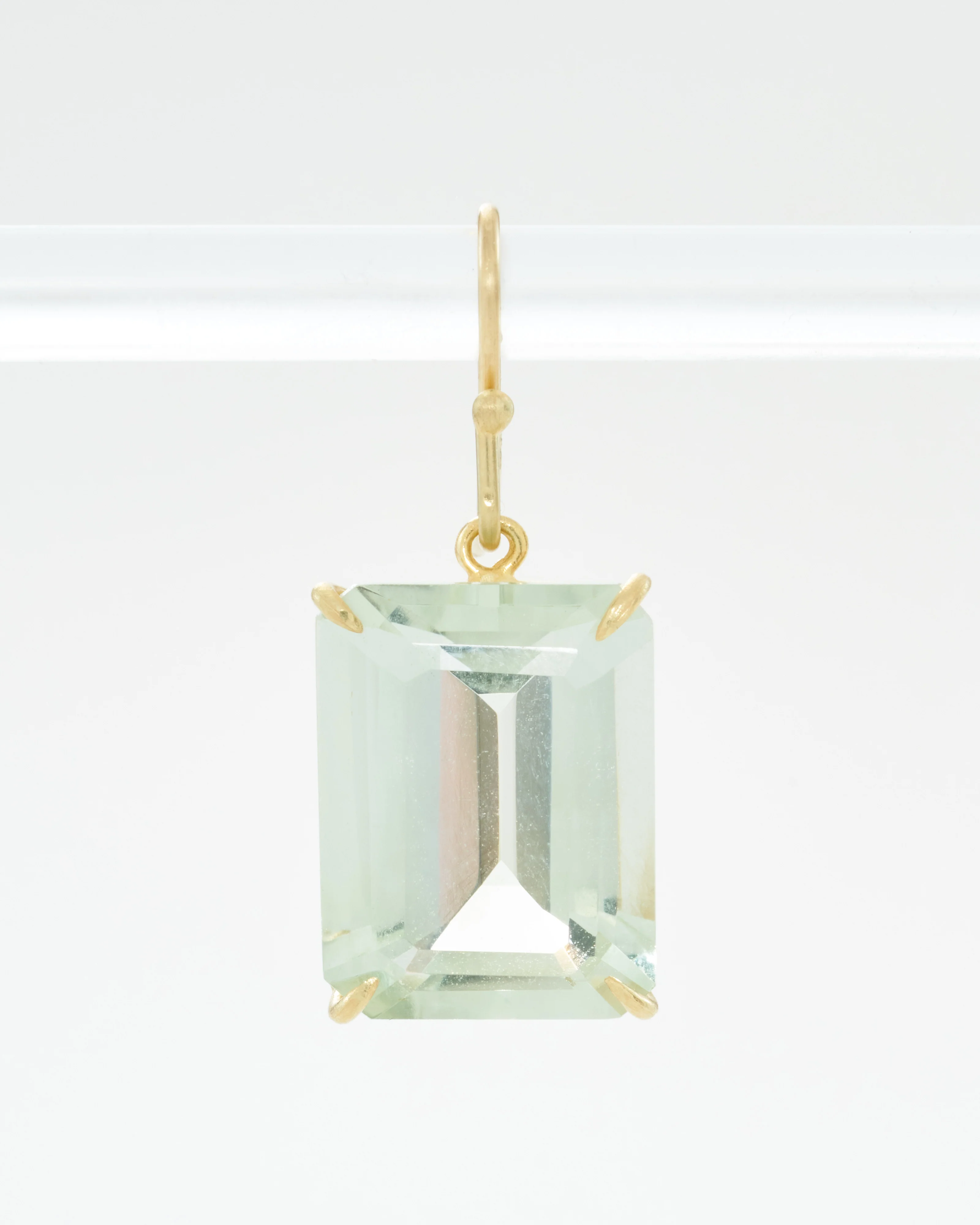 green amethyst faceted drop earrings - Image 4