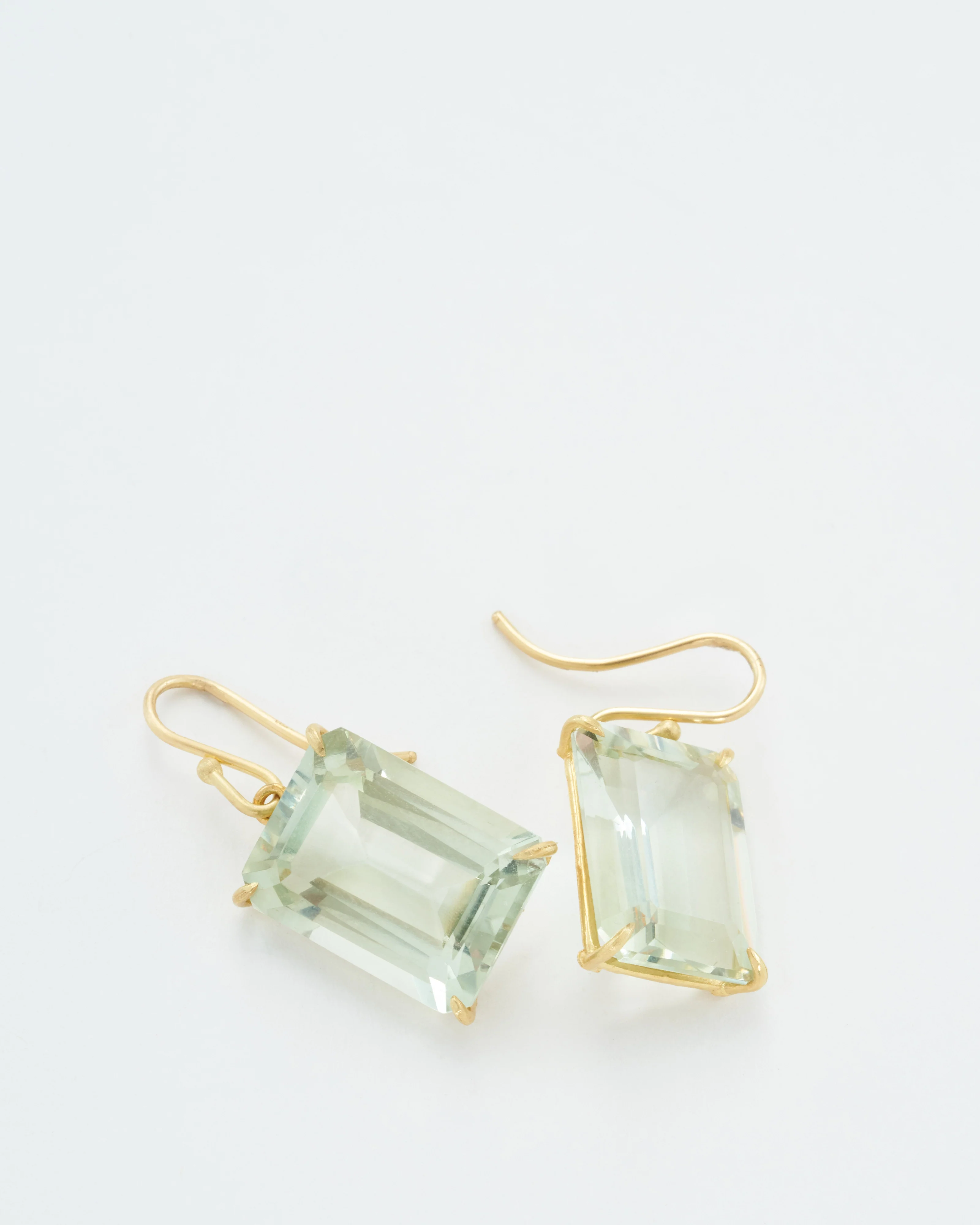 green amethyst faceted drop earrings - Image 5