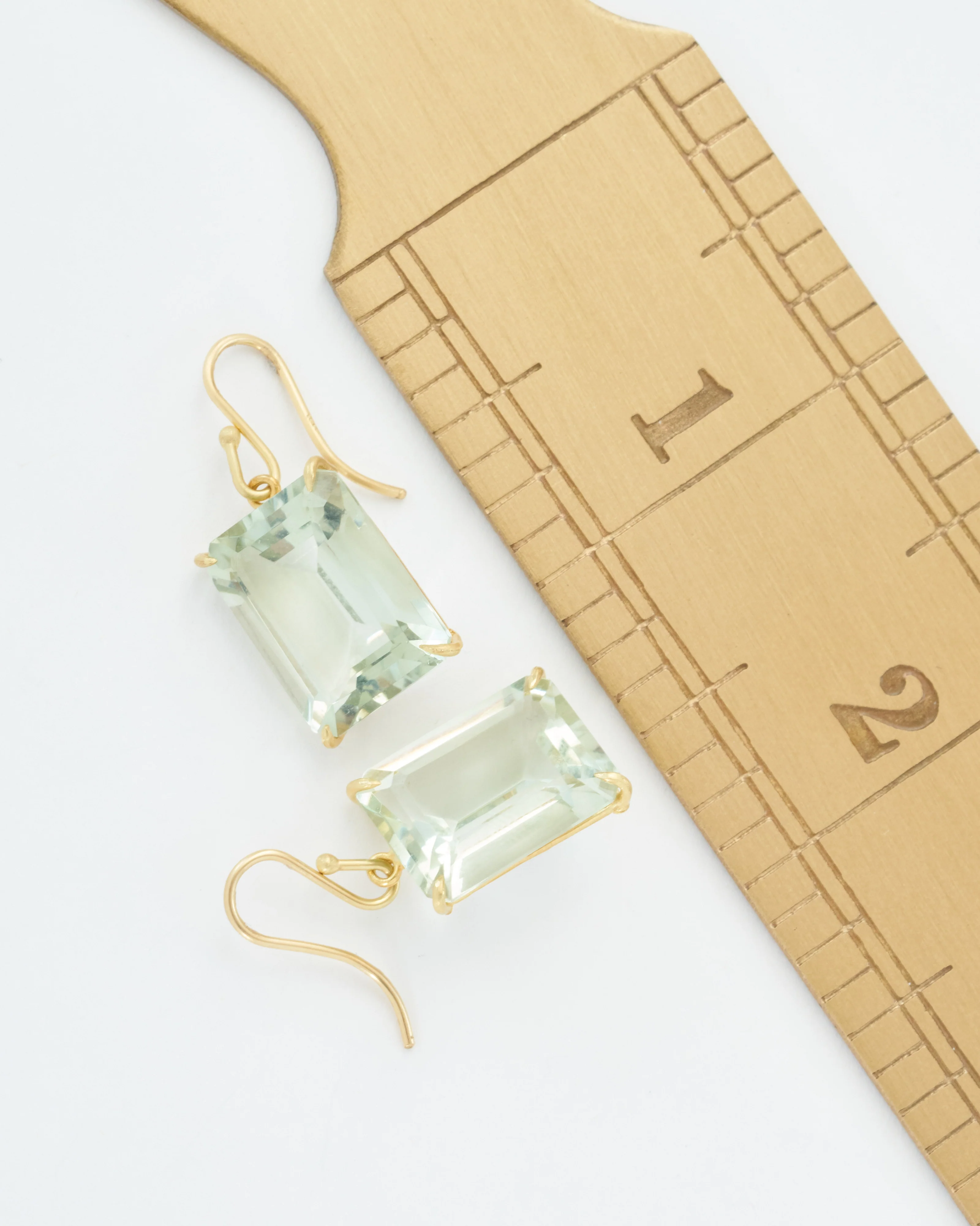 green amethyst faceted drop earrings - Image 6