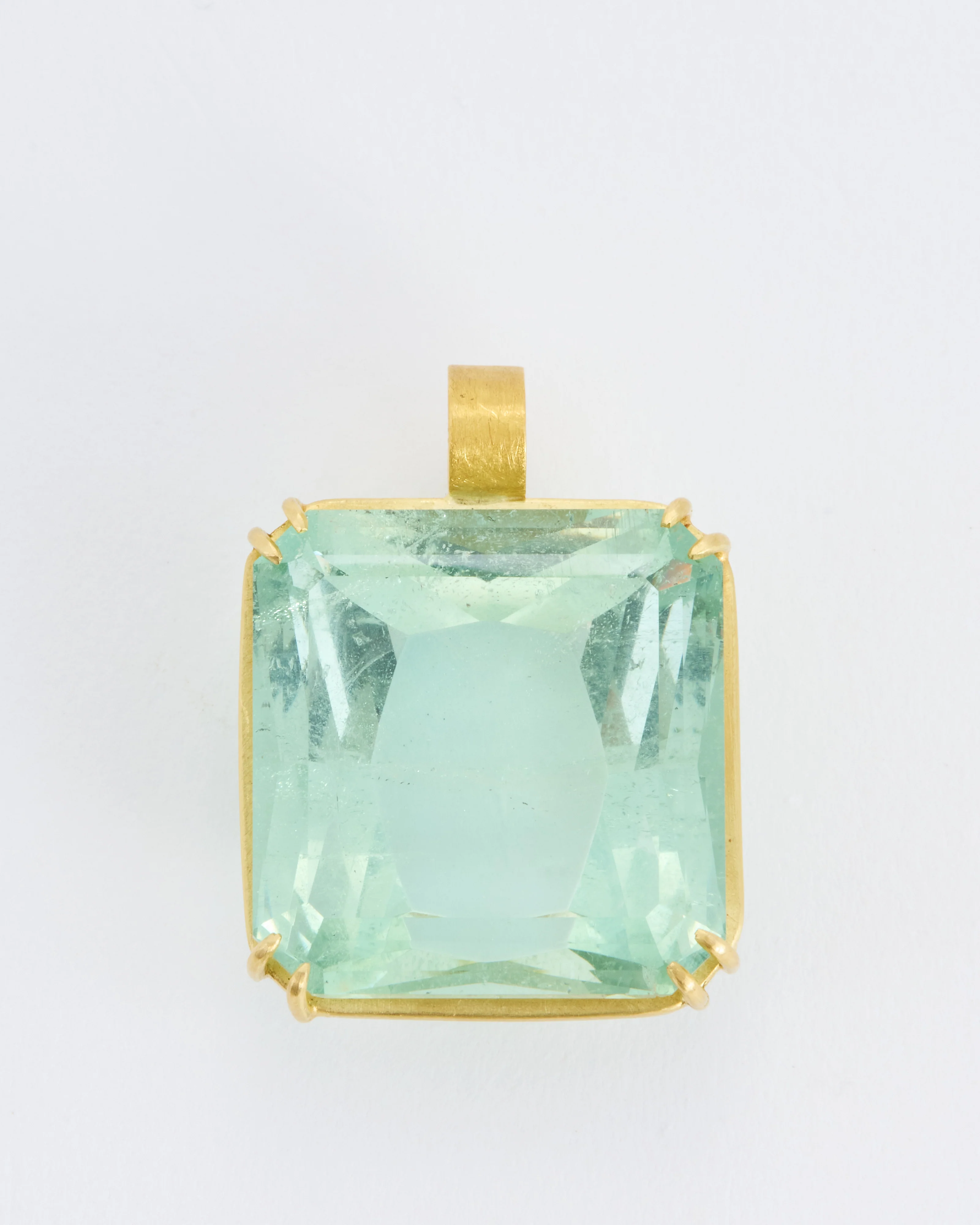 green aqua cube gemstone pendant