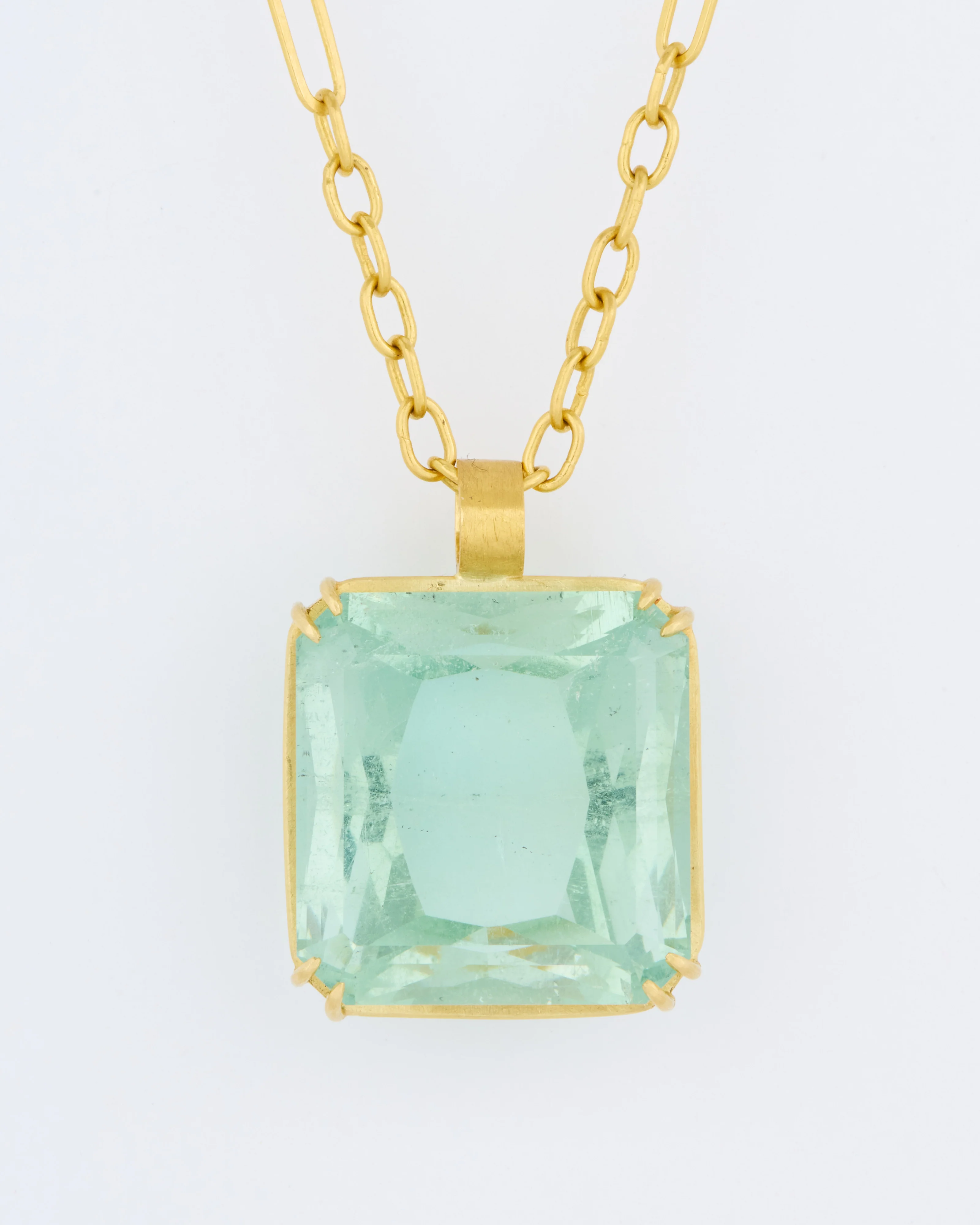 green aqua cube gemstone pendant - Image 2