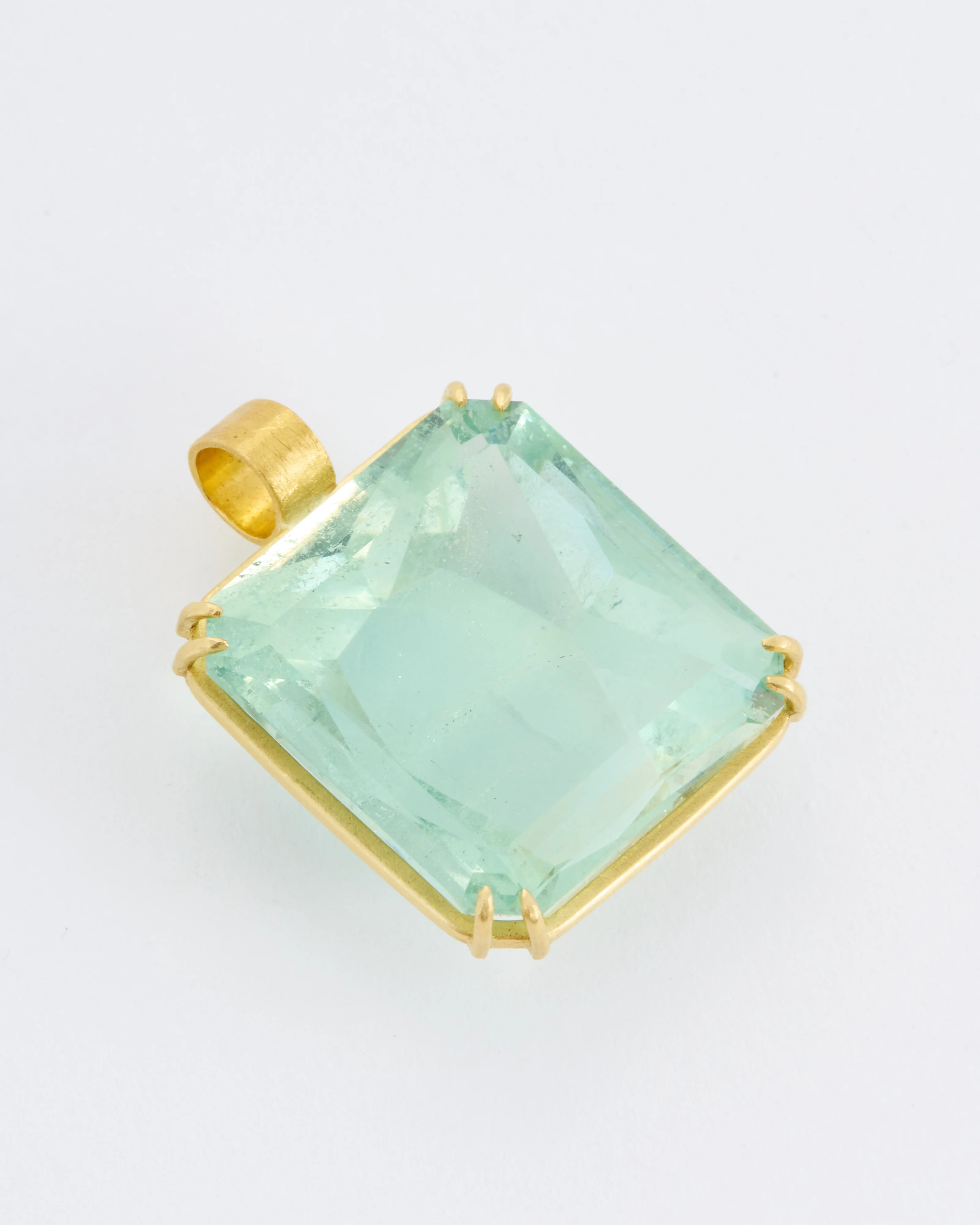 green aqua cube gemstone pendant - Image 3