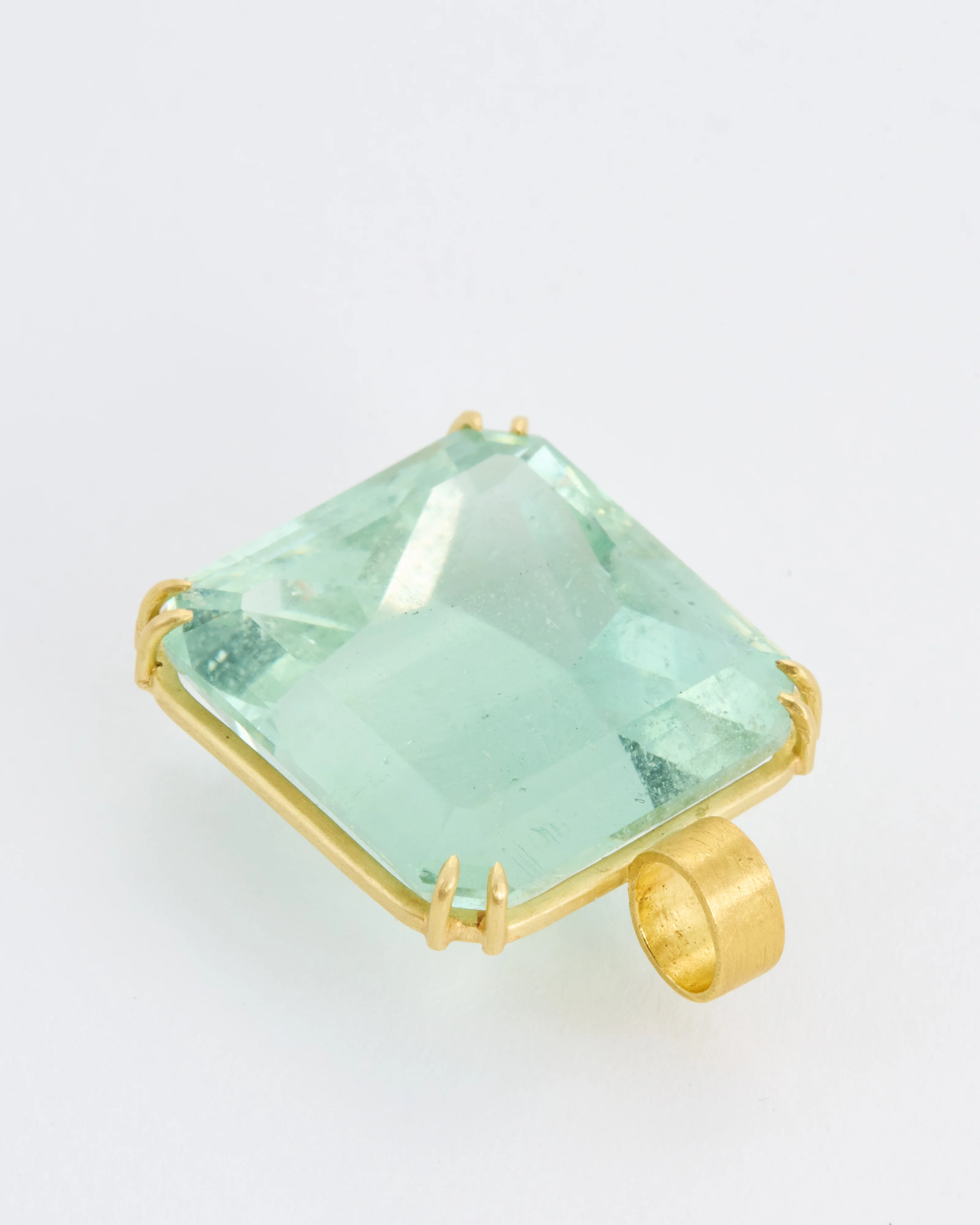 green aqua cube gemstone pendant - Image 4