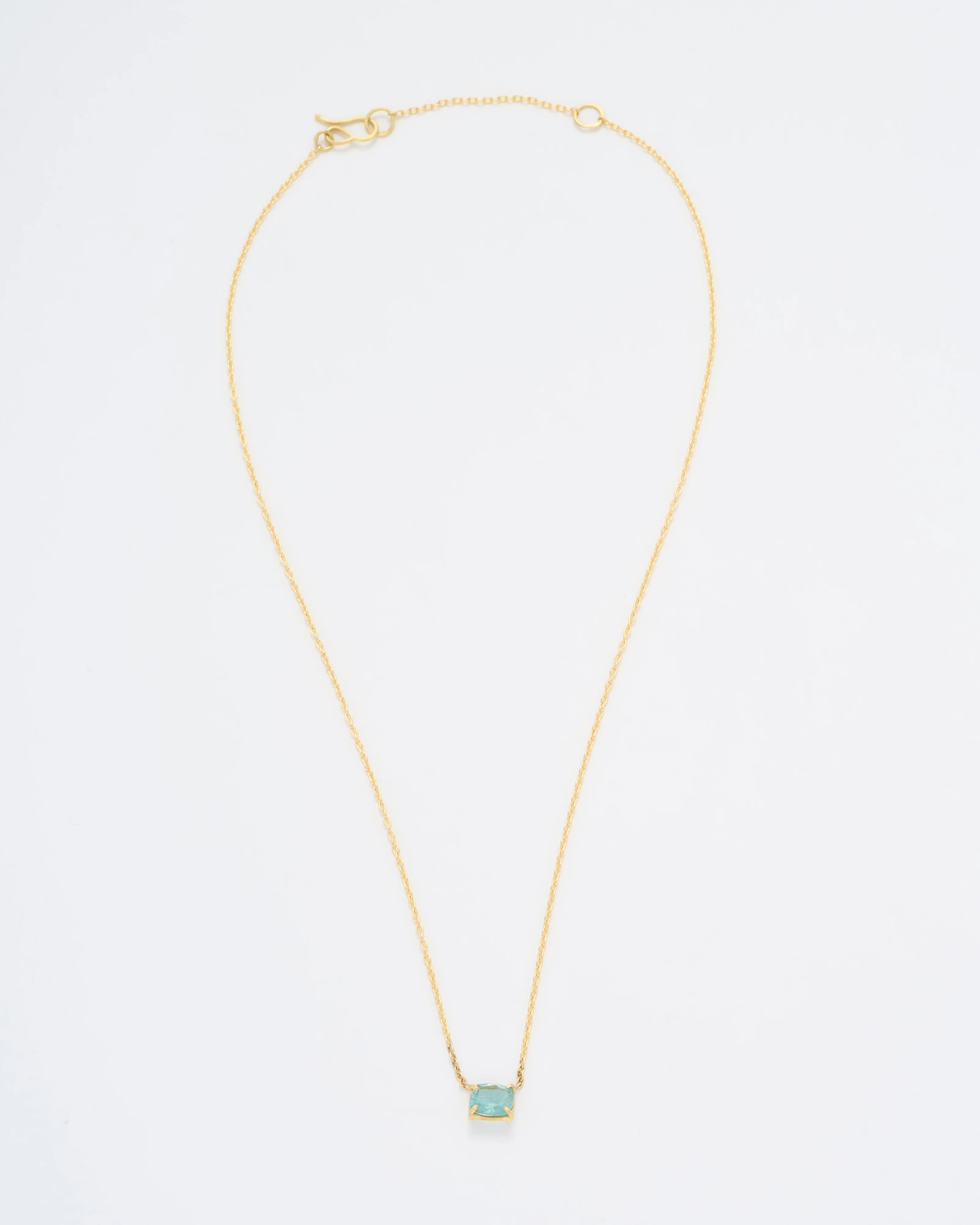 green beryl cushion cut mini gem necklace