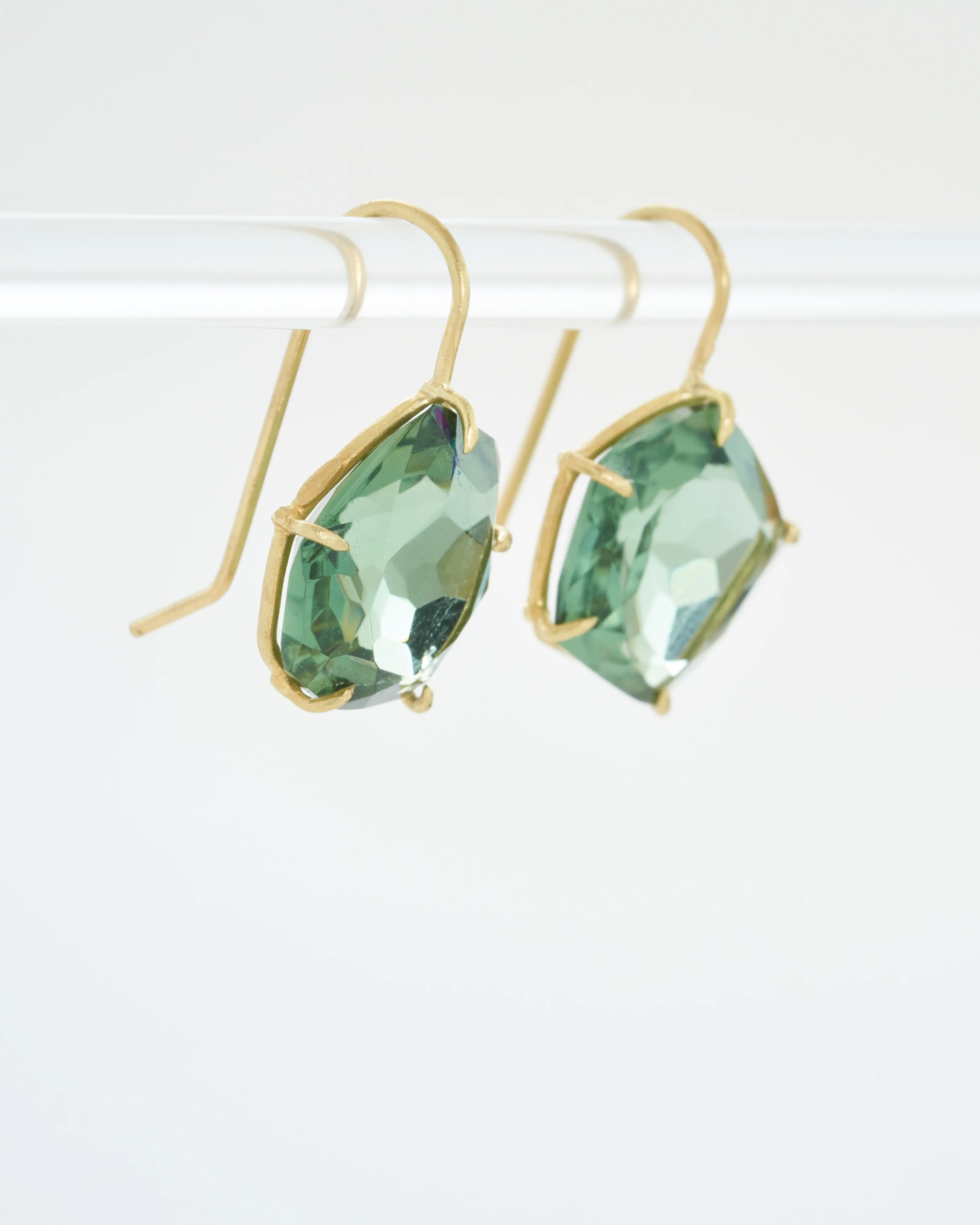 green quartz petal earrings - Image 2
