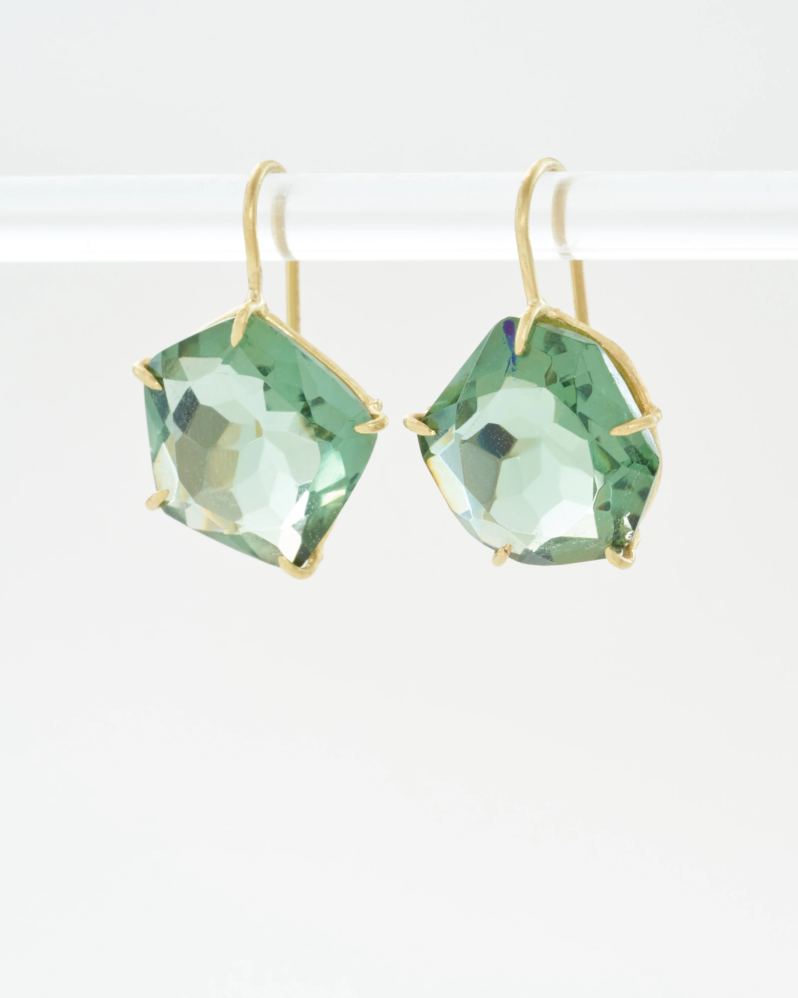 green quartz petal earrings - Image 3