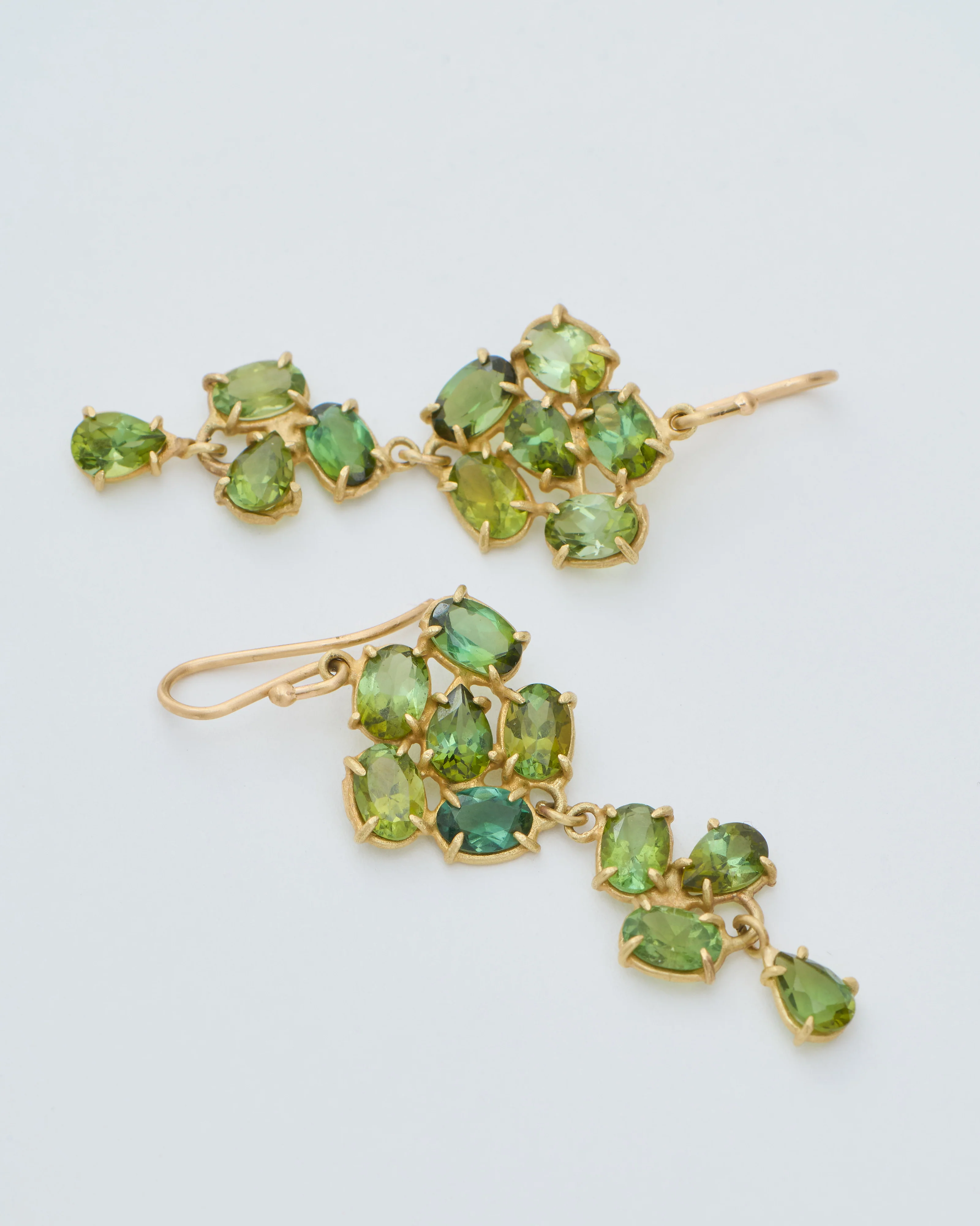 green tourmaline dangly triple florette earrings - Image 5