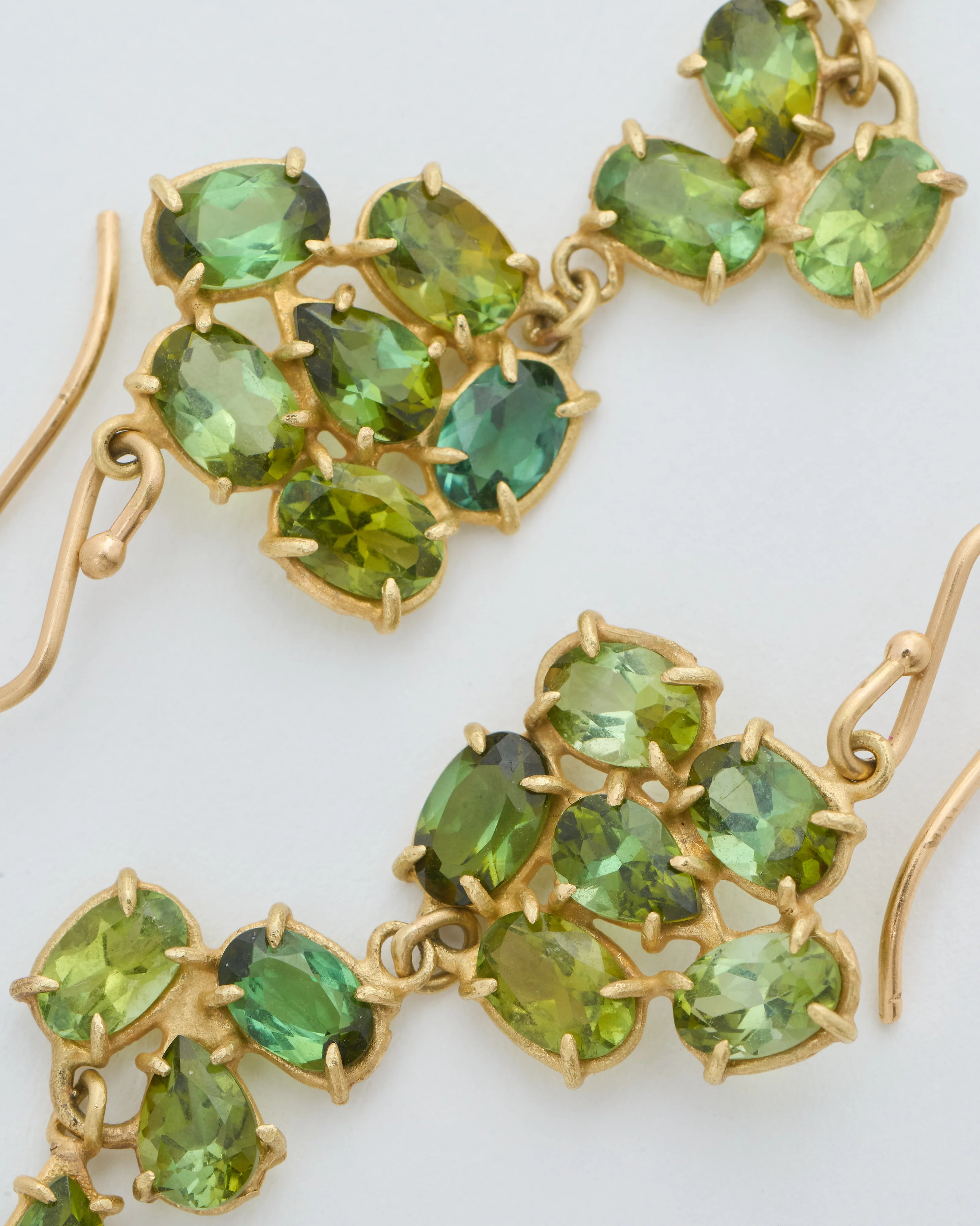 green tourmaline dangly triple florette earrings - Image 6