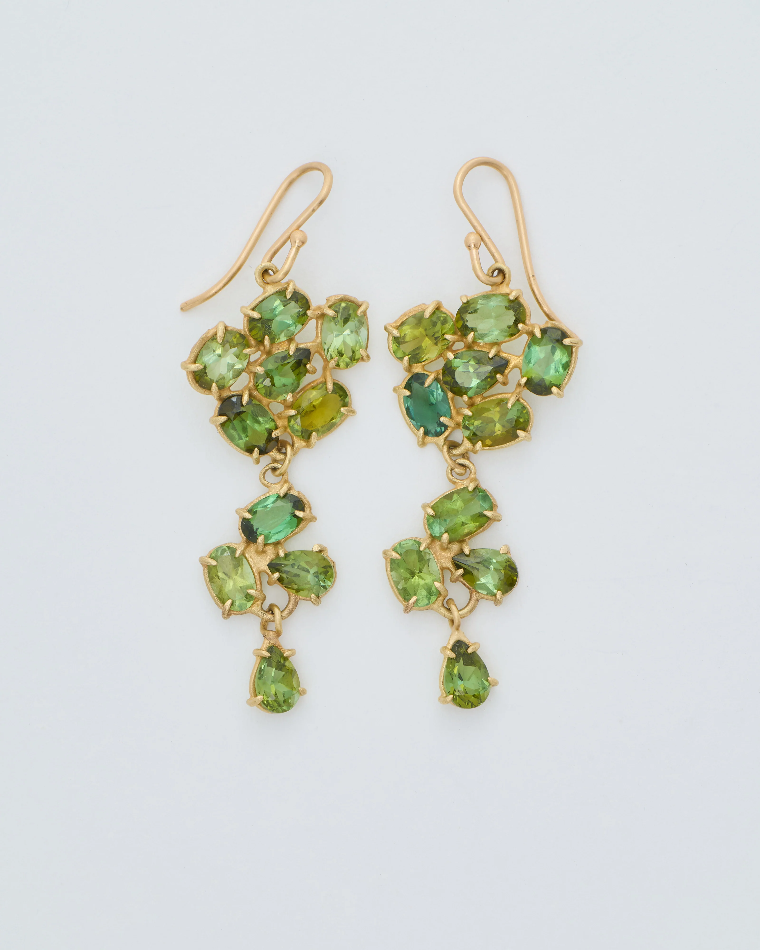 green tourmaline dangly triple florette earrings - Image 7