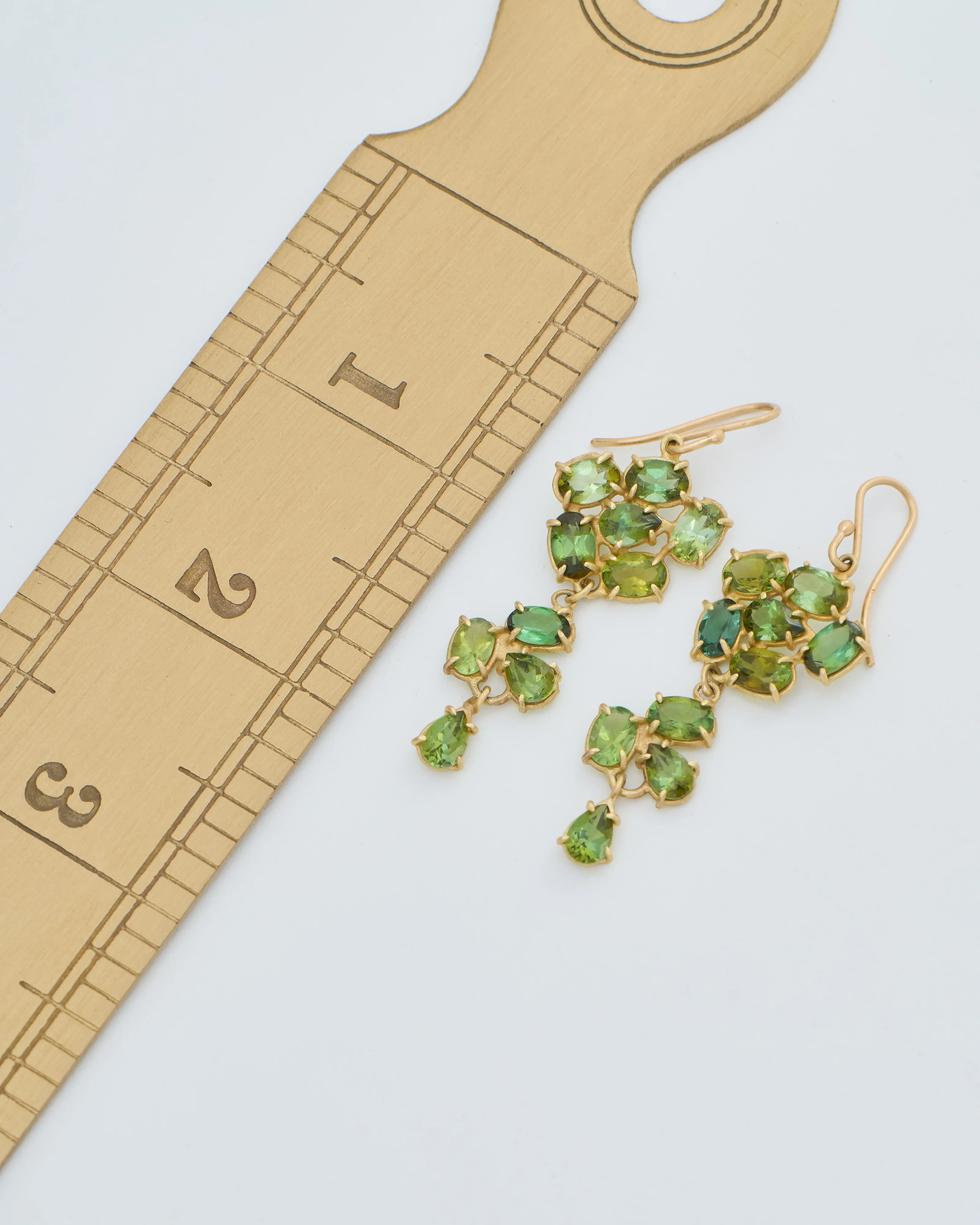 green tourmaline dangly triple florette earrings - Image 8