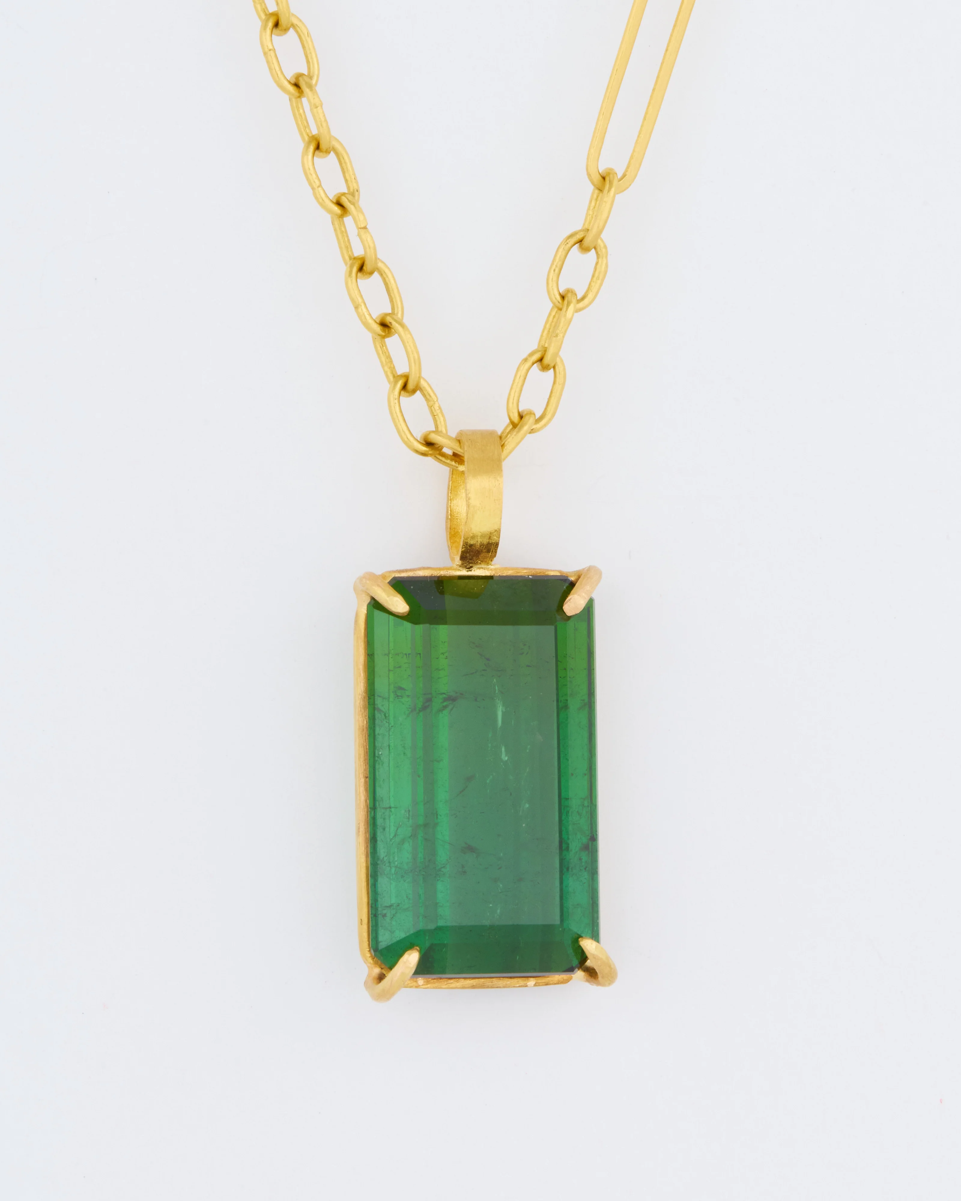 green tourmaline emerald cut pendant - Image 5