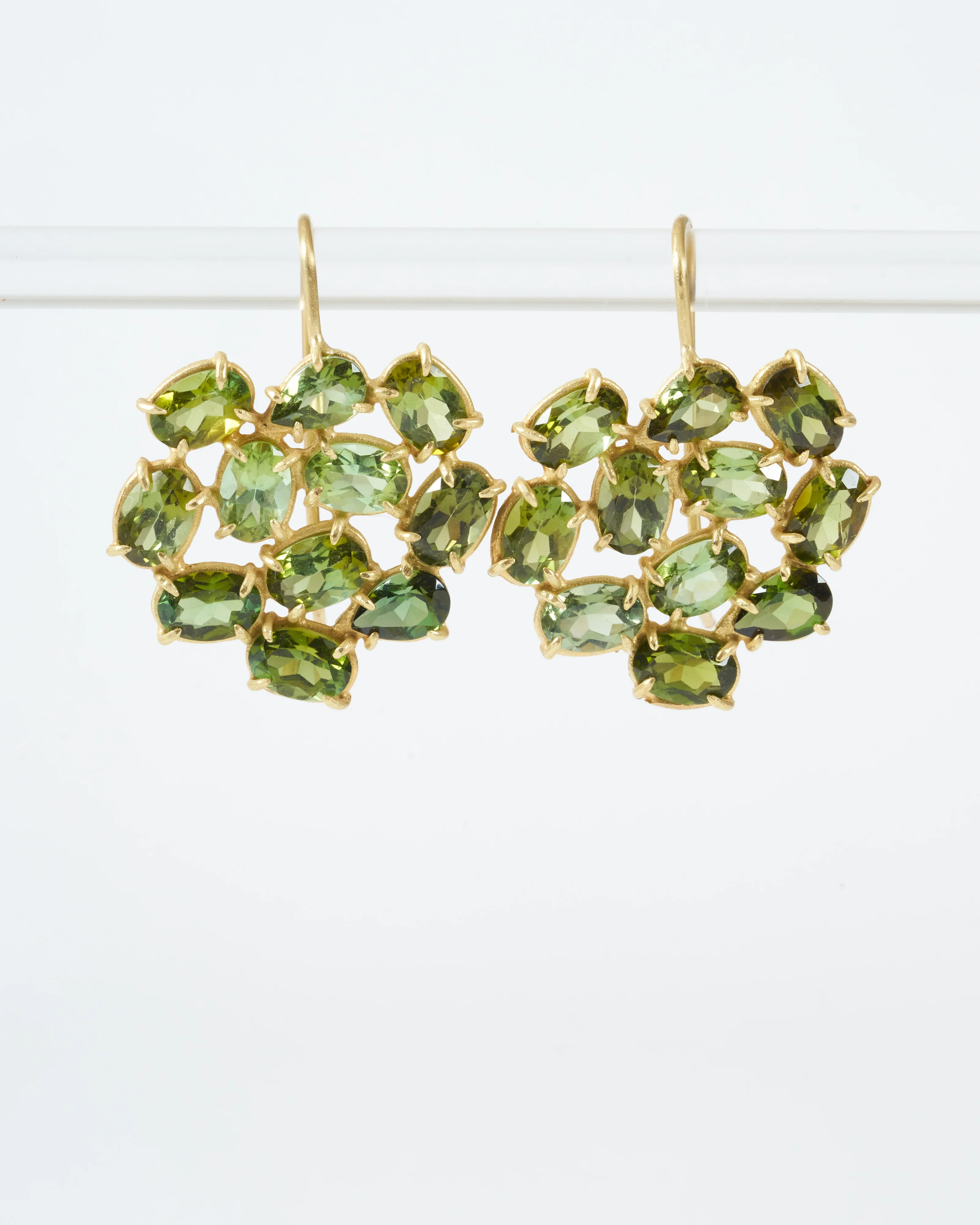 green tourmaline florette earrings