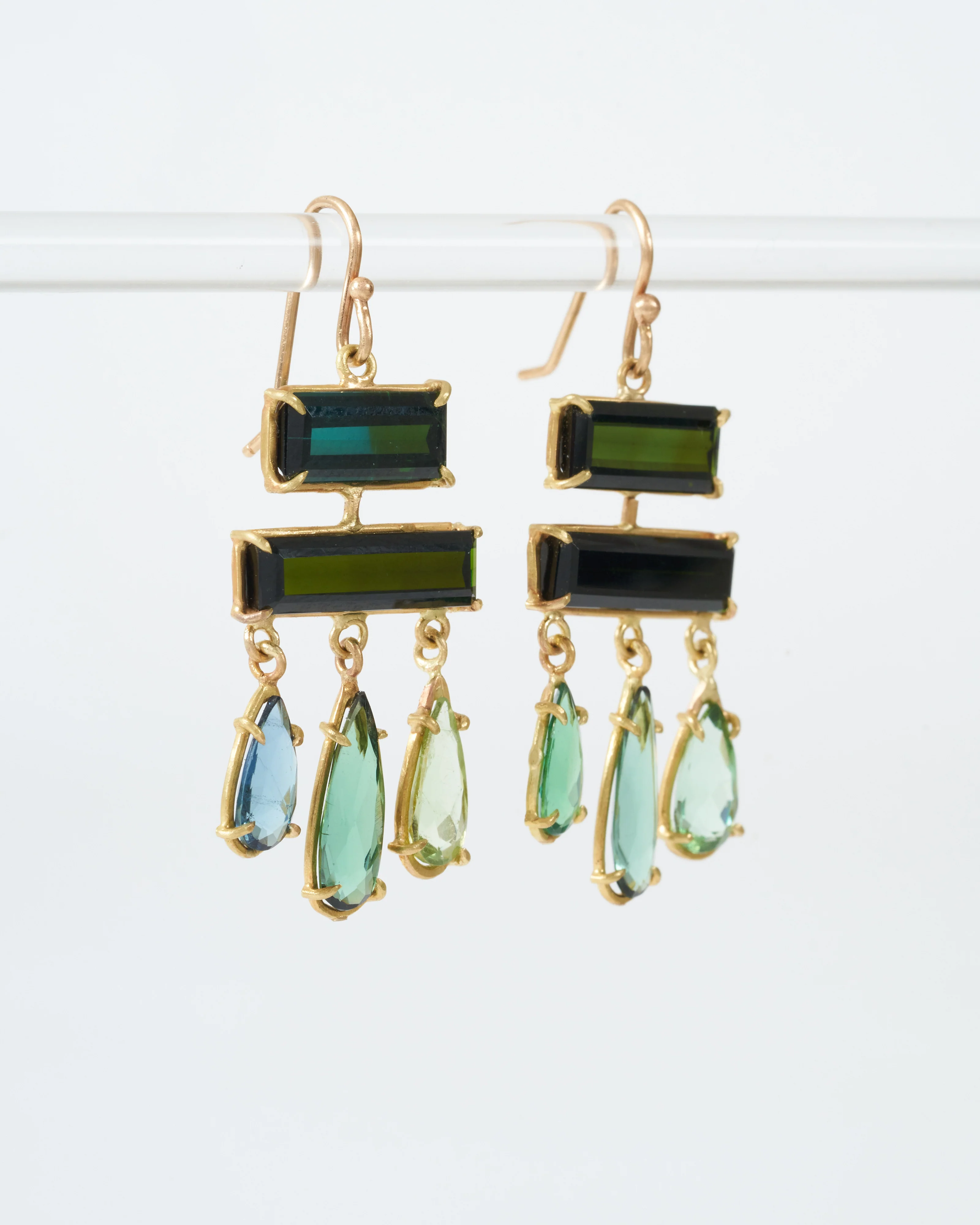 green tourmaline layered drop earring - Image 2