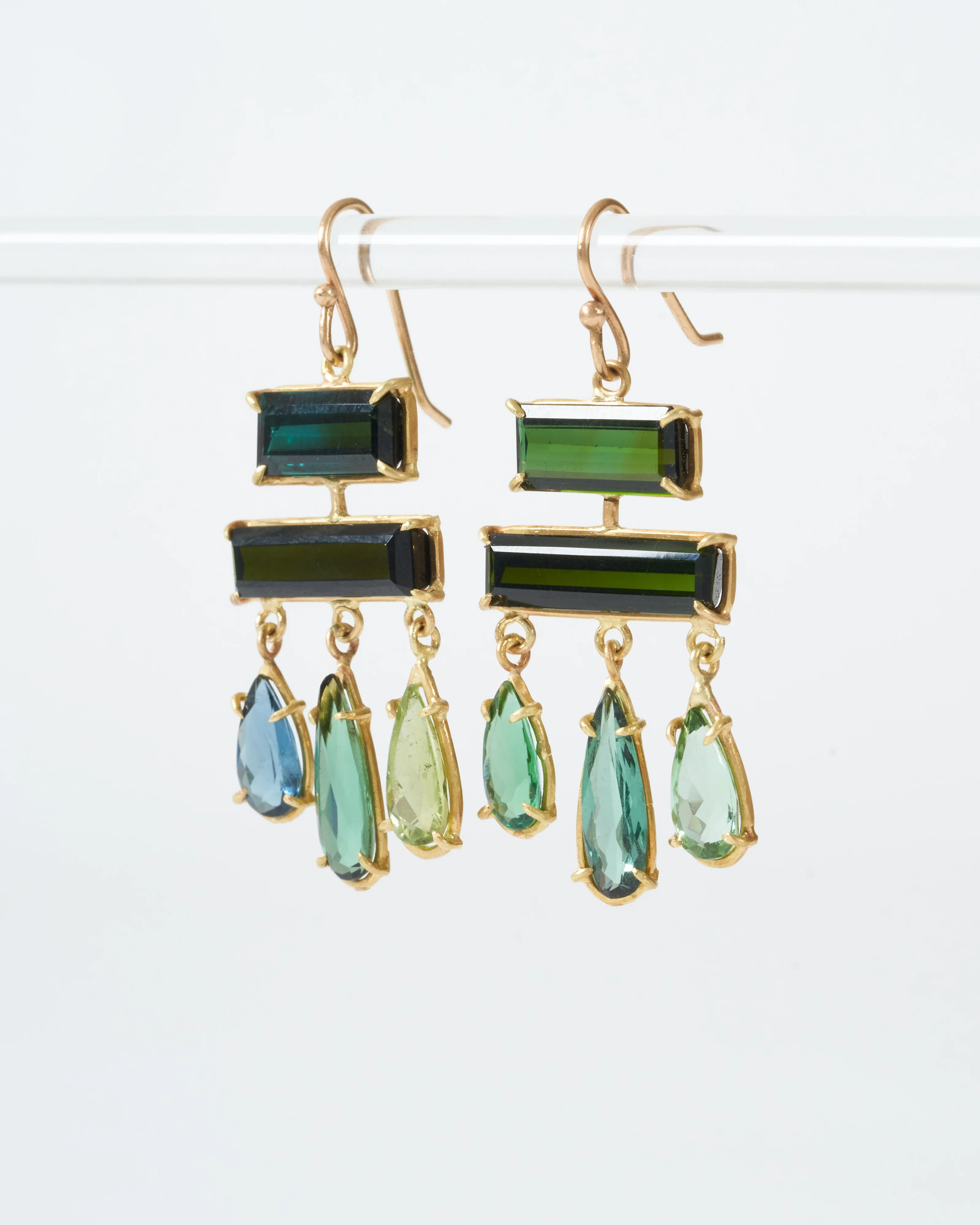 green tourmaline layered drop earring - Image 3
