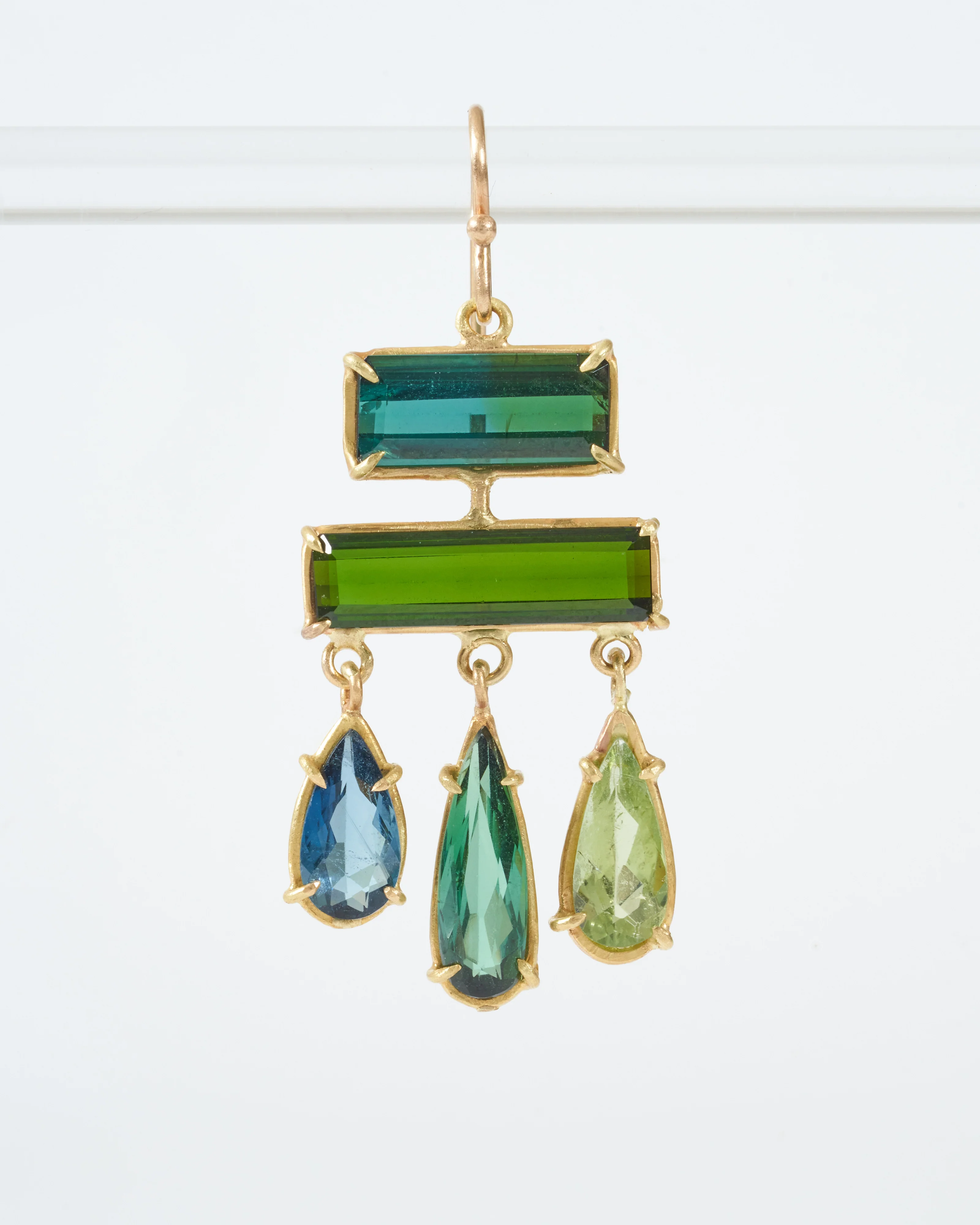 green tourmaline layered drop earring - Image 4