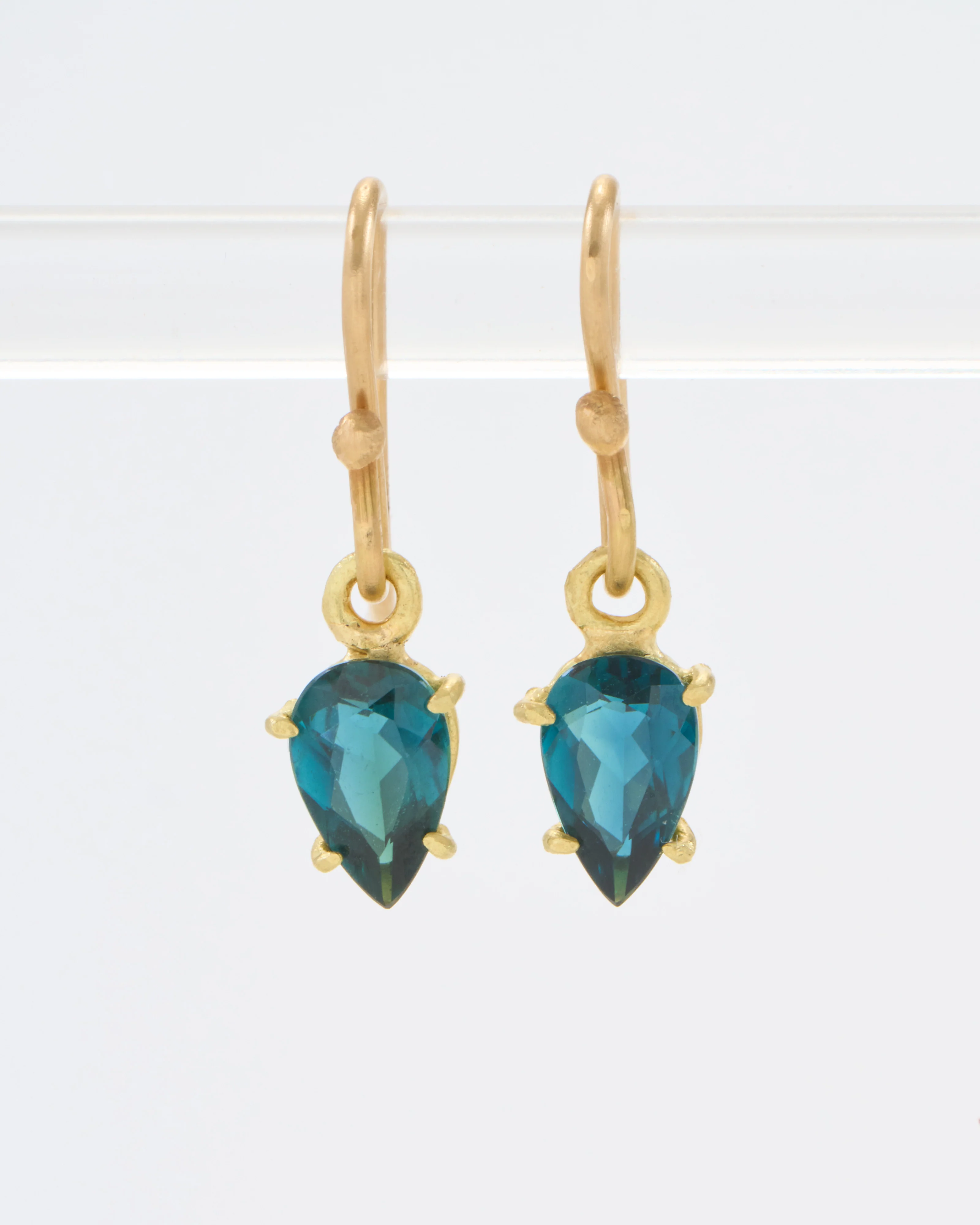 green tourmaline pear shaped earrings