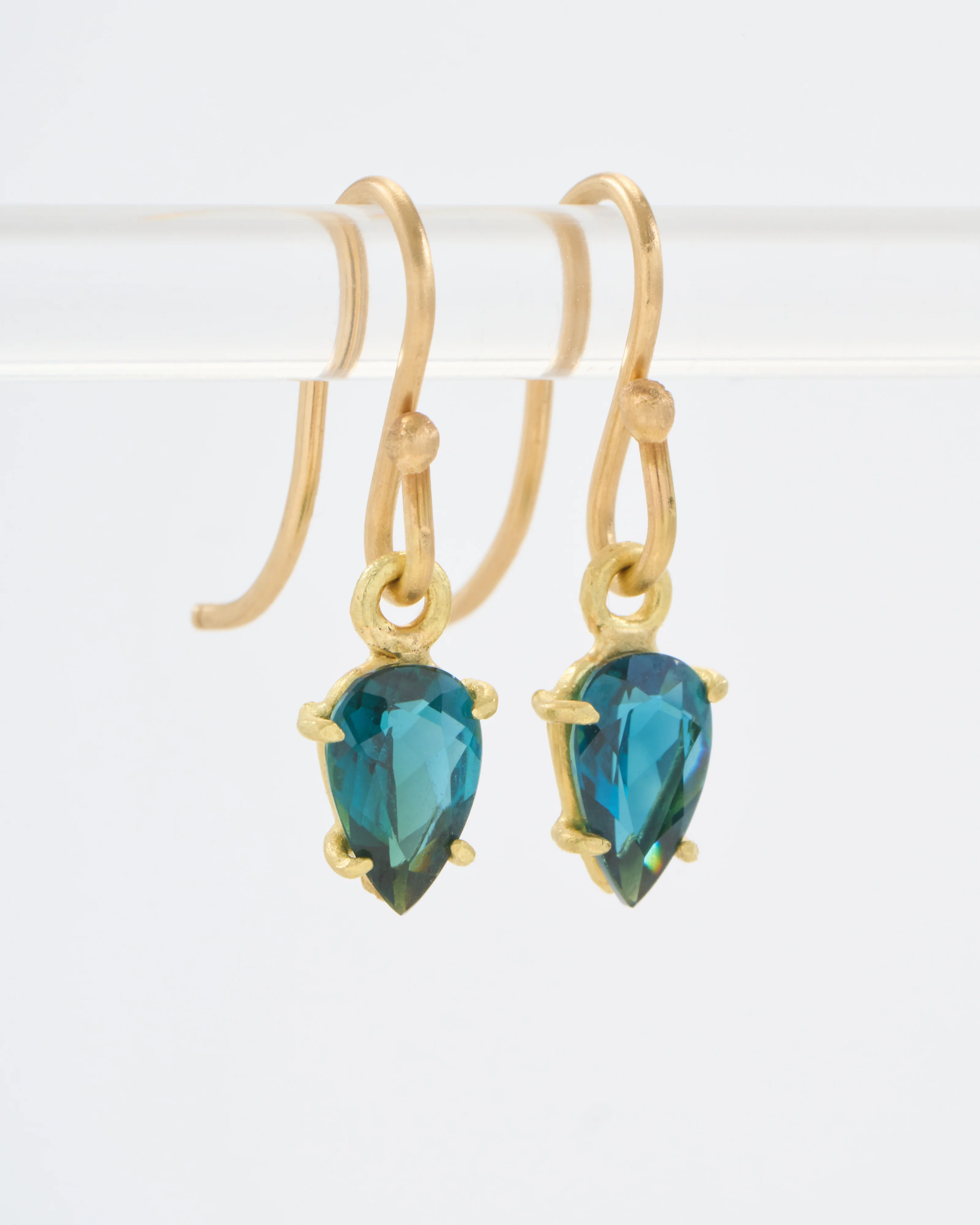 green tourmaline pear shaped earrings - Image 2