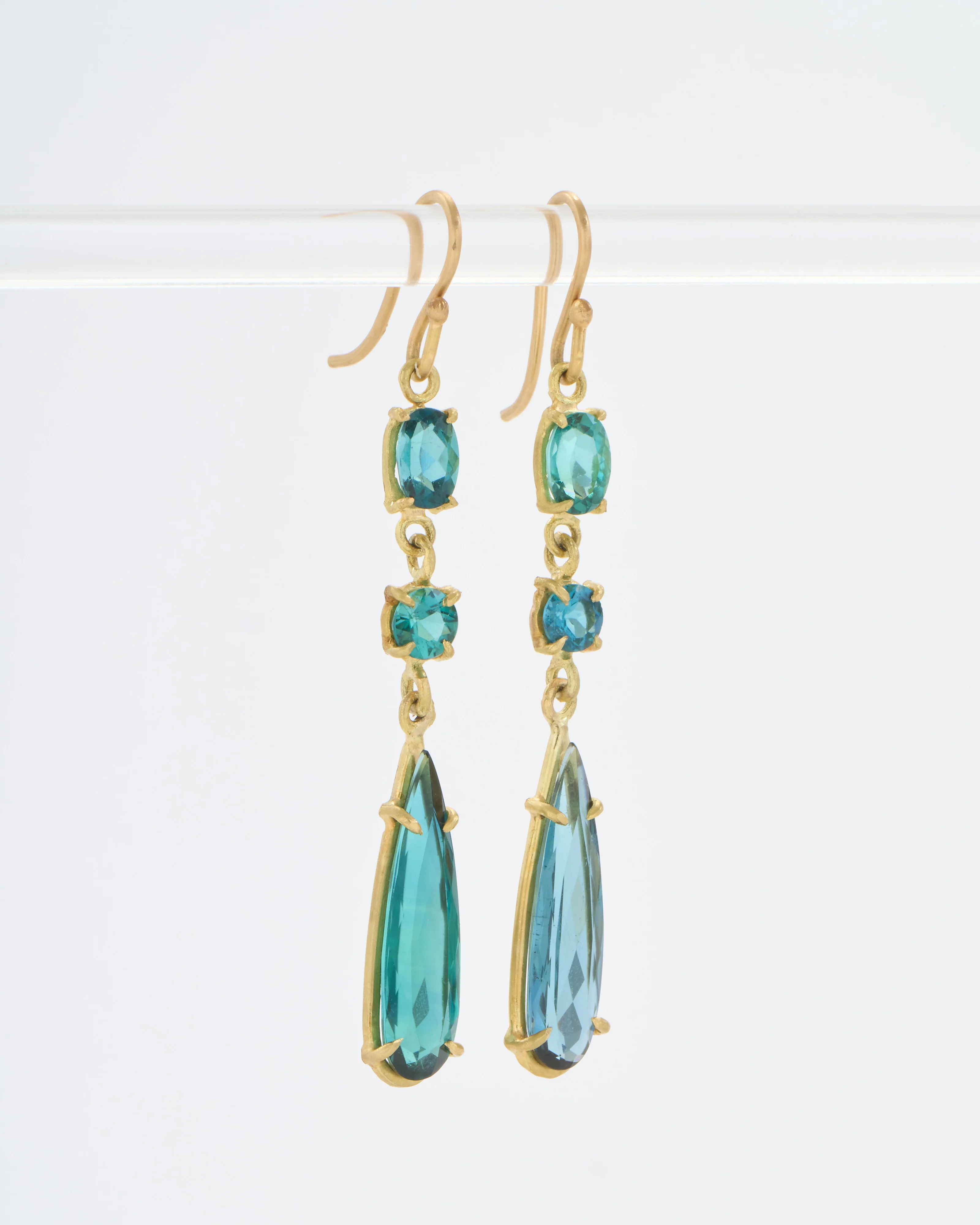 green tourmaline triple drop earrings - Image 2