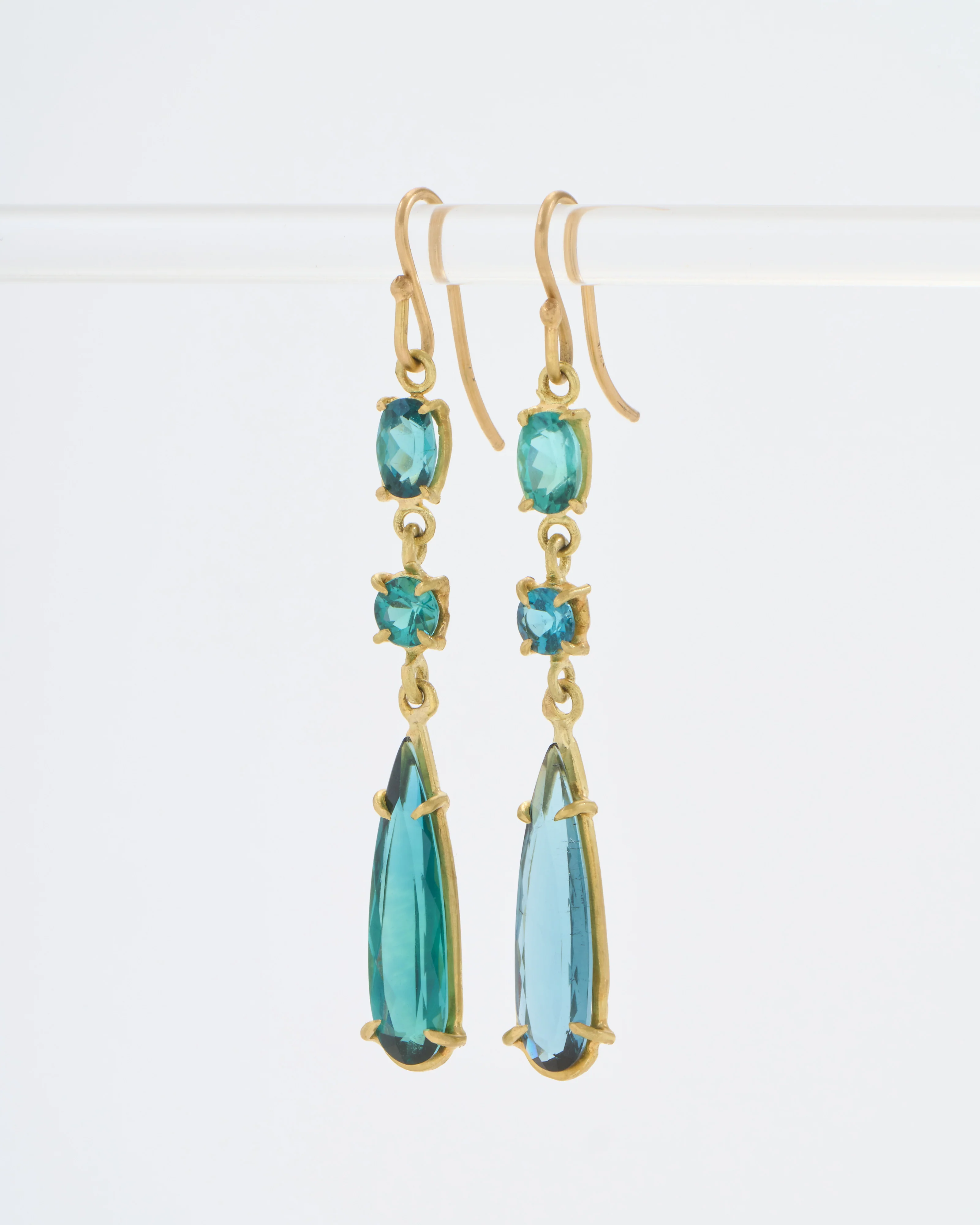green tourmaline triple drop earrings - Image 3