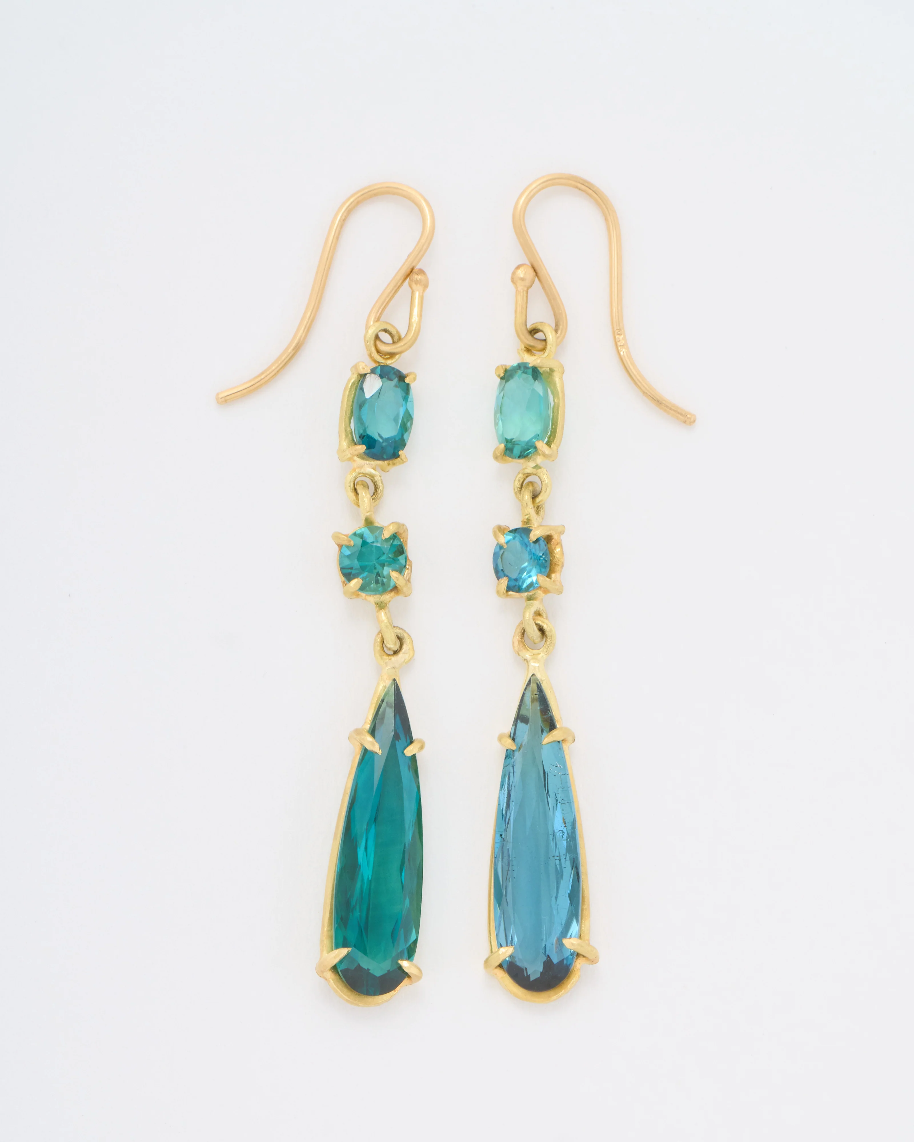 green tourmaline triple drop earrings - Image 4
