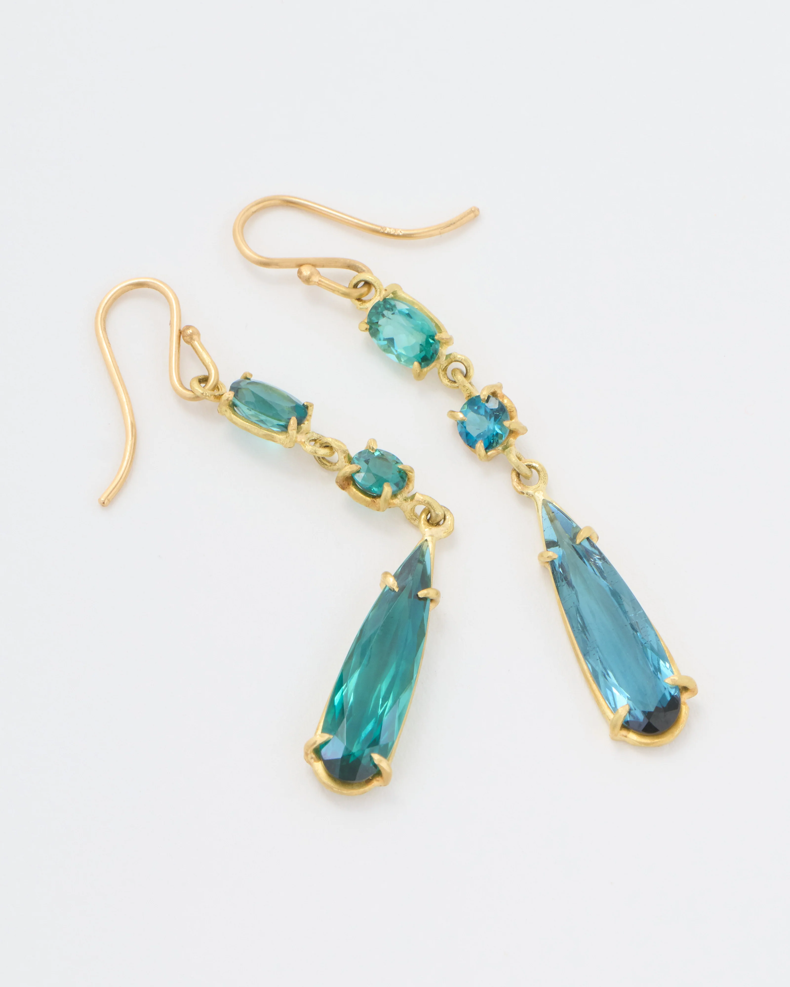 green tourmaline triple drop earrings - Image 5