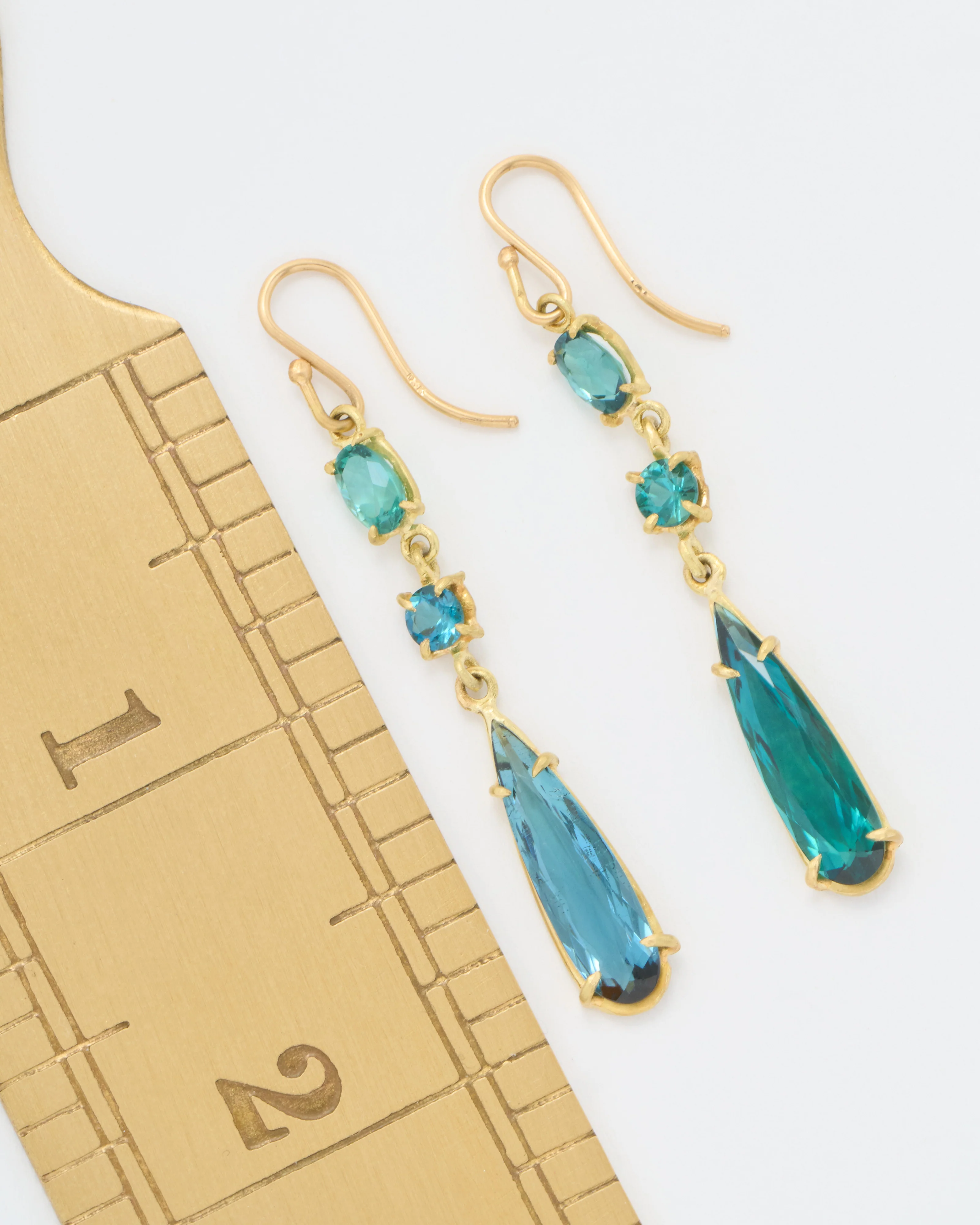 green tourmaline triple drop earrings - Image 6