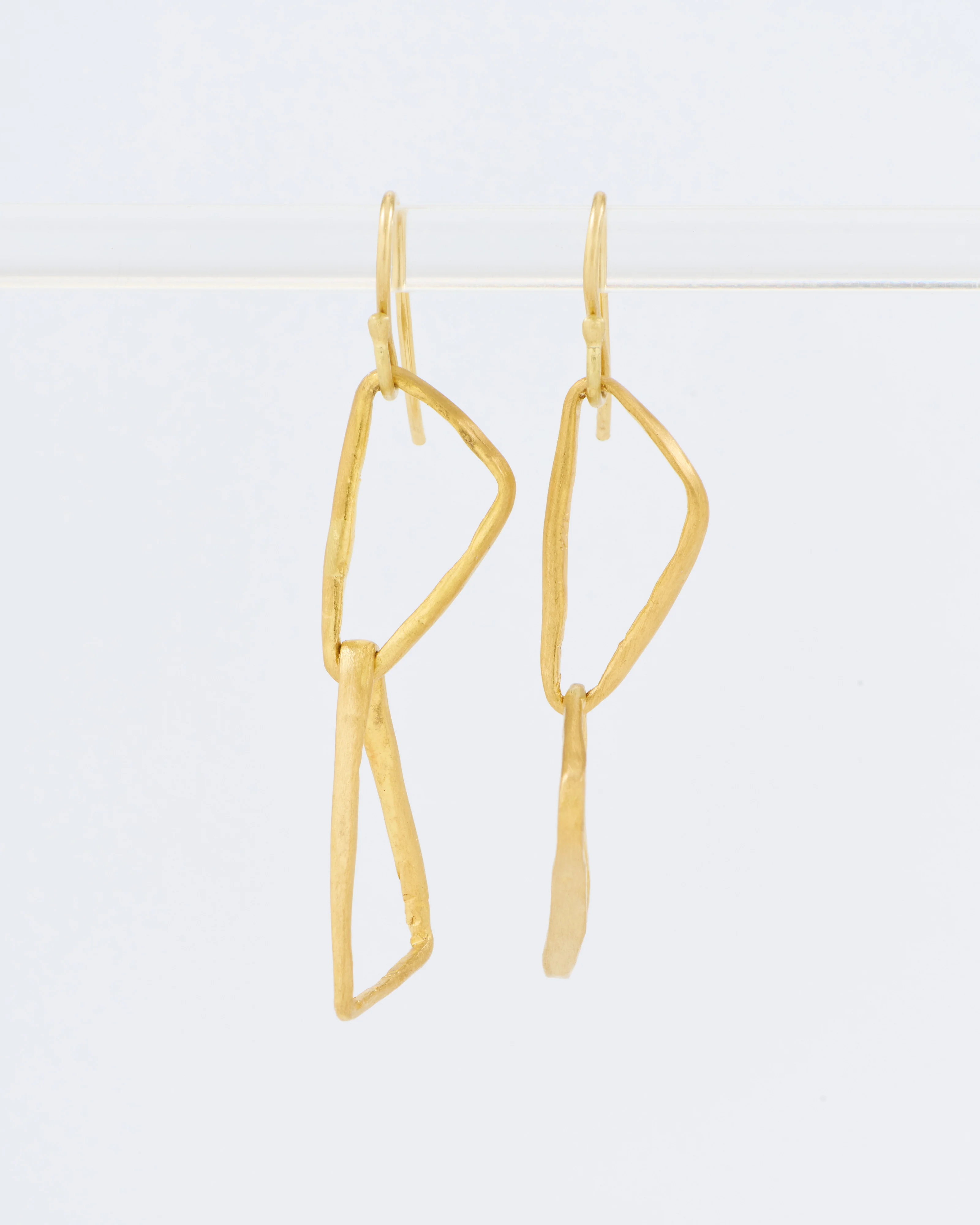 heavy geometric double triangle drop earrings