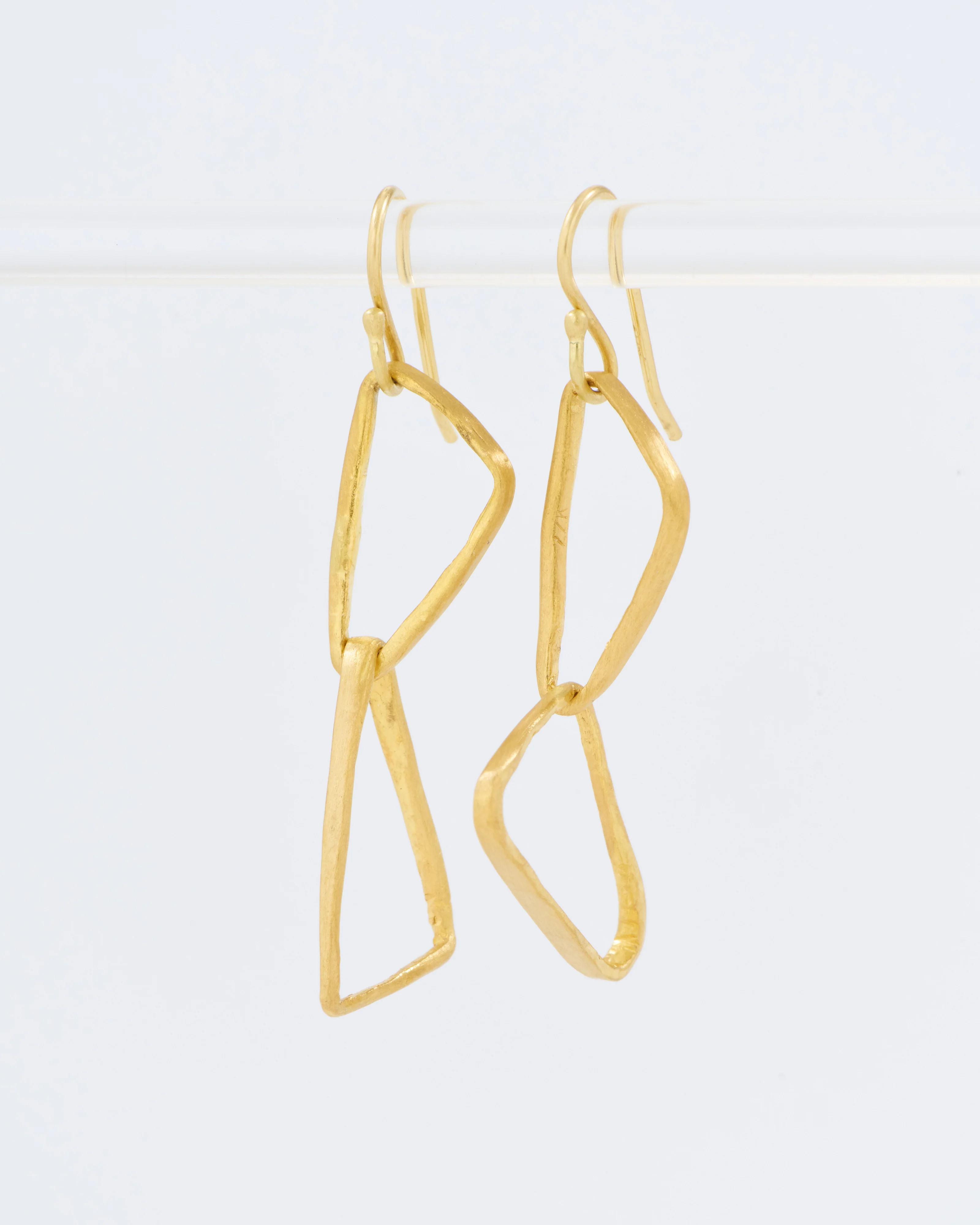 heavy geometric double triangle drop earrings - Image 2