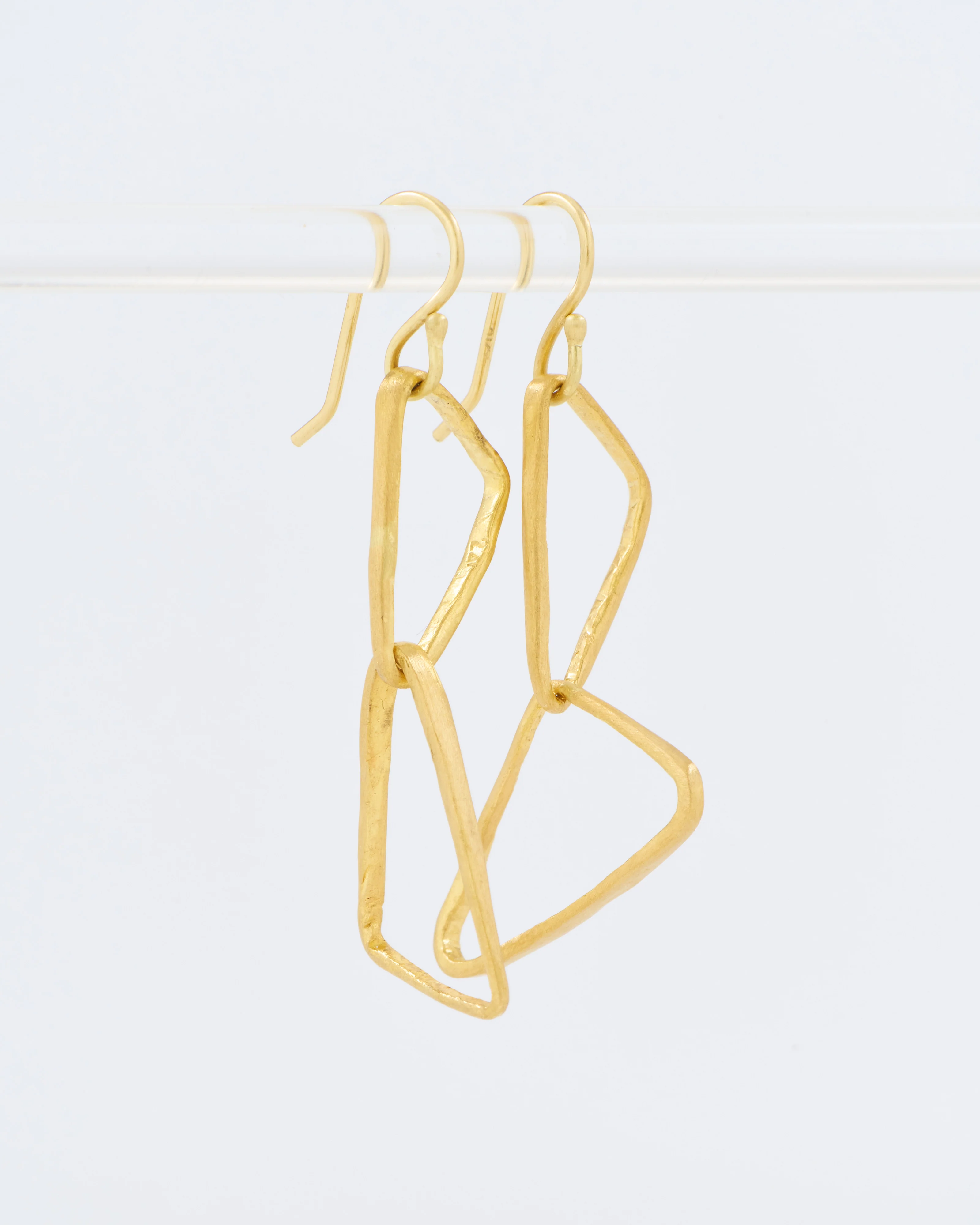 heavy geometric double triangle drop earrings - Image 3