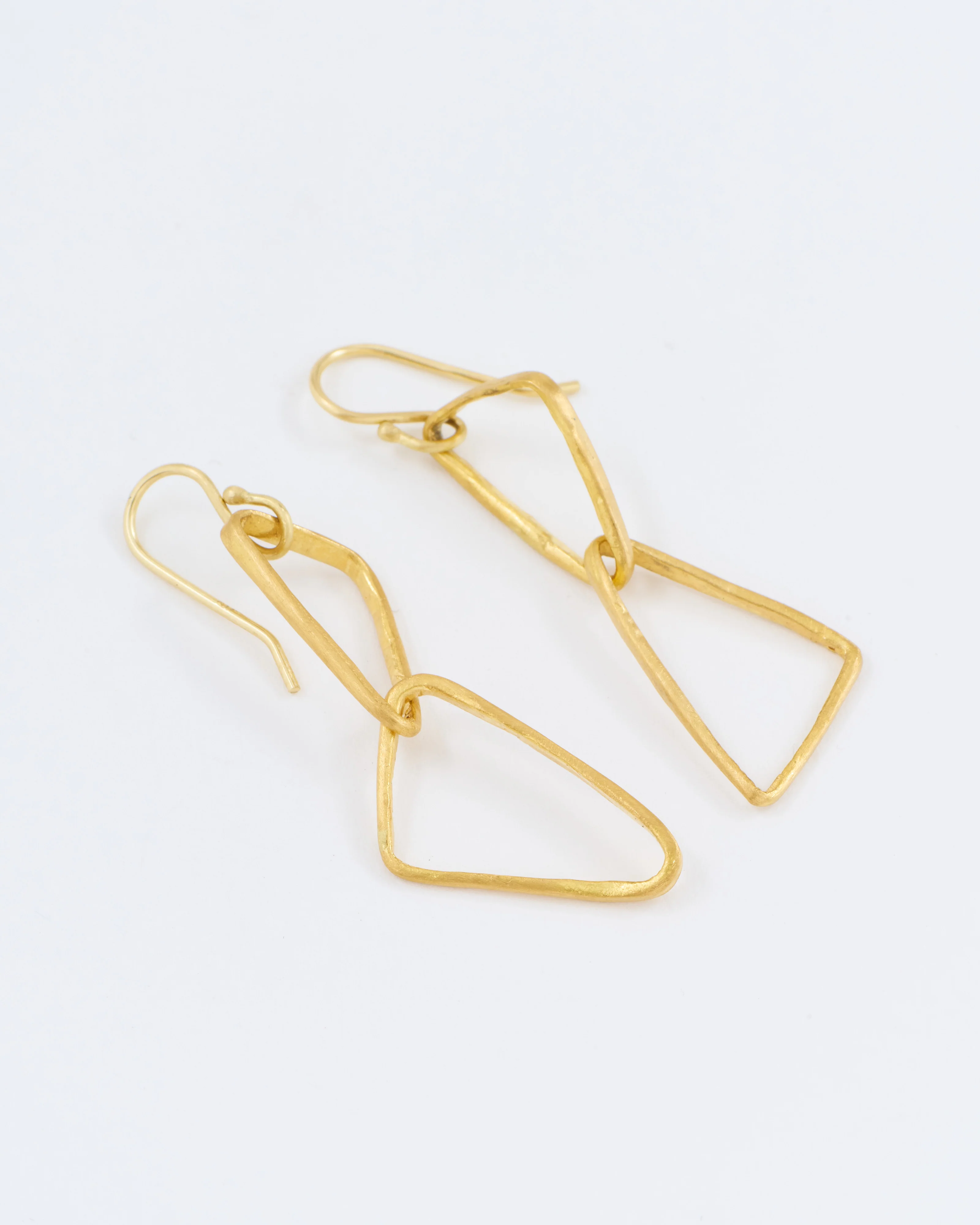 heavy geometric double triangle drop earrings - Image 4