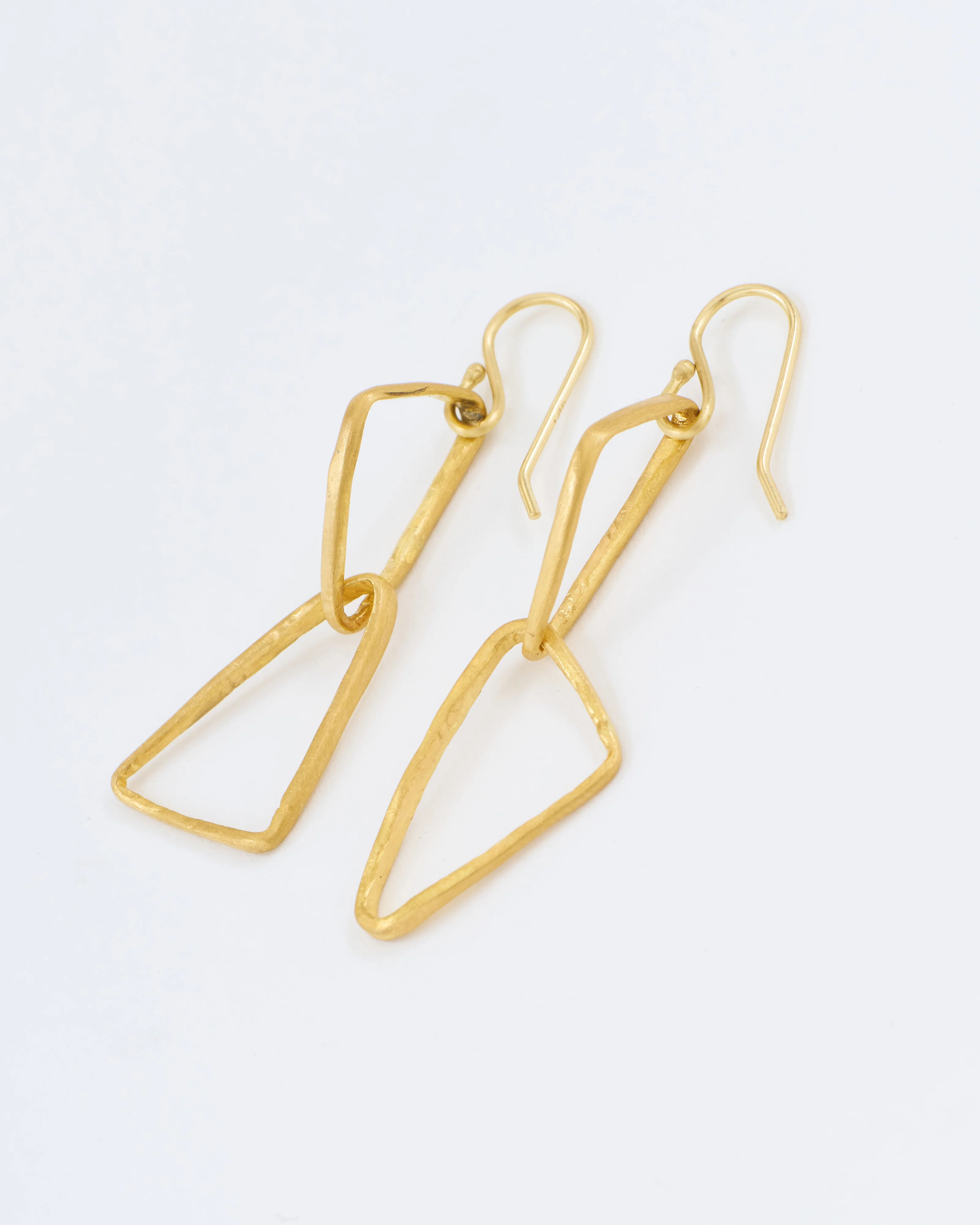 heavy geometric double triangle drop earrings - Image 5
