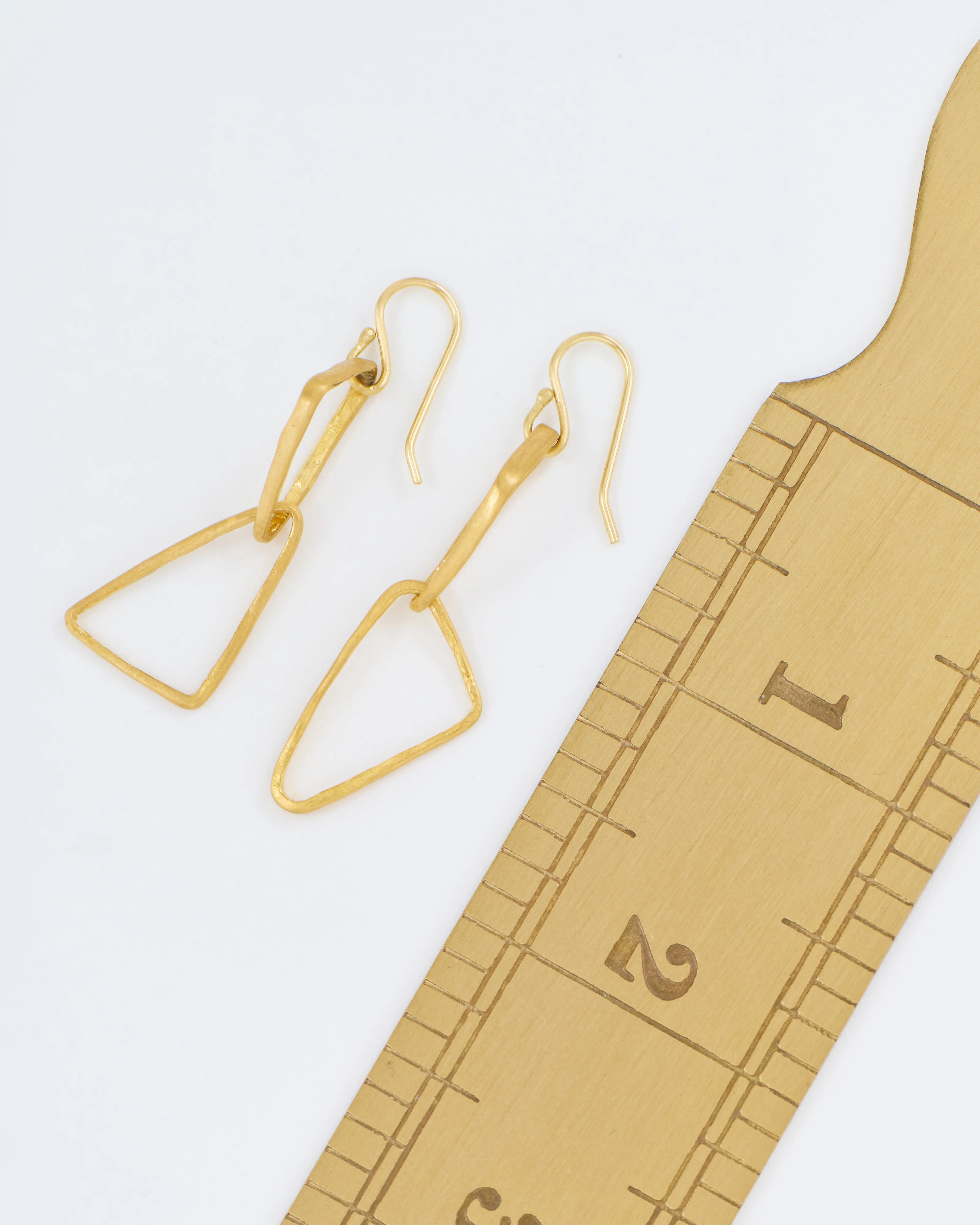 heavy geometric double triangle drop earrings - Image 6