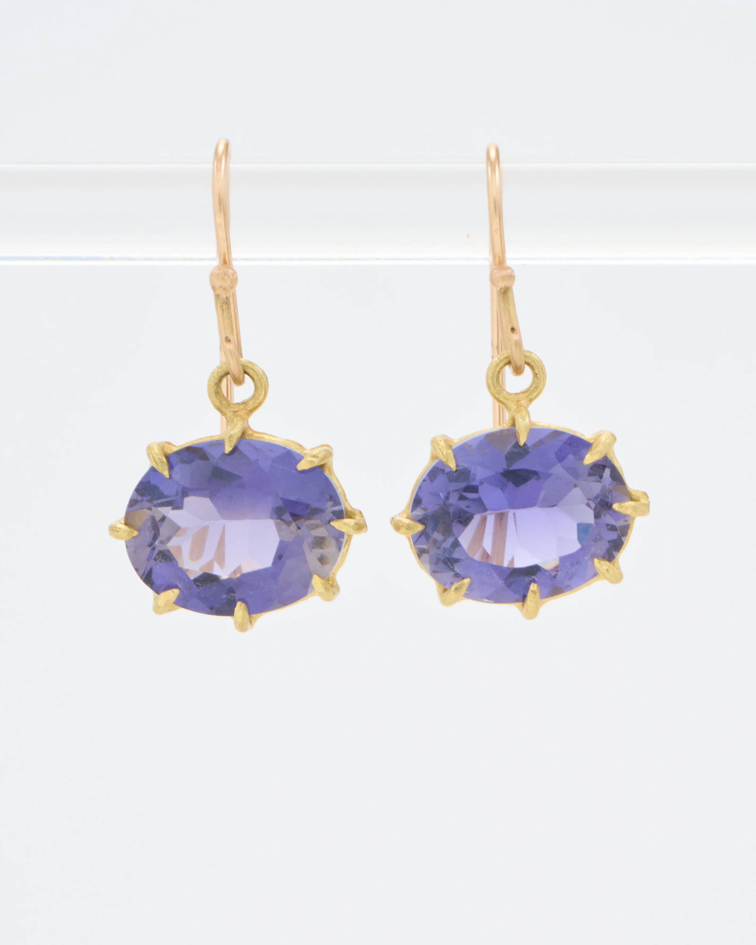 iolite faceted oval drop earrings