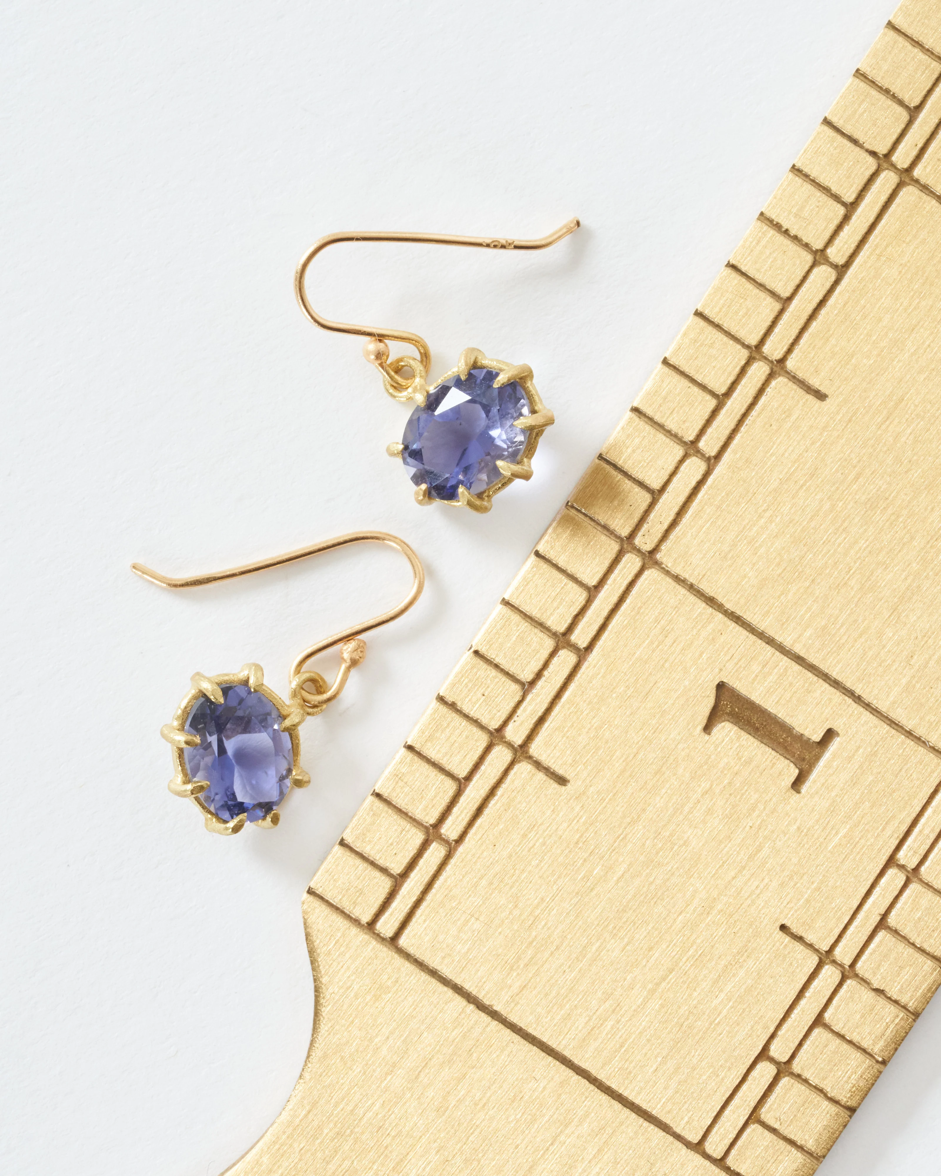 iolite mini faceted oval drop earrings - Image 6