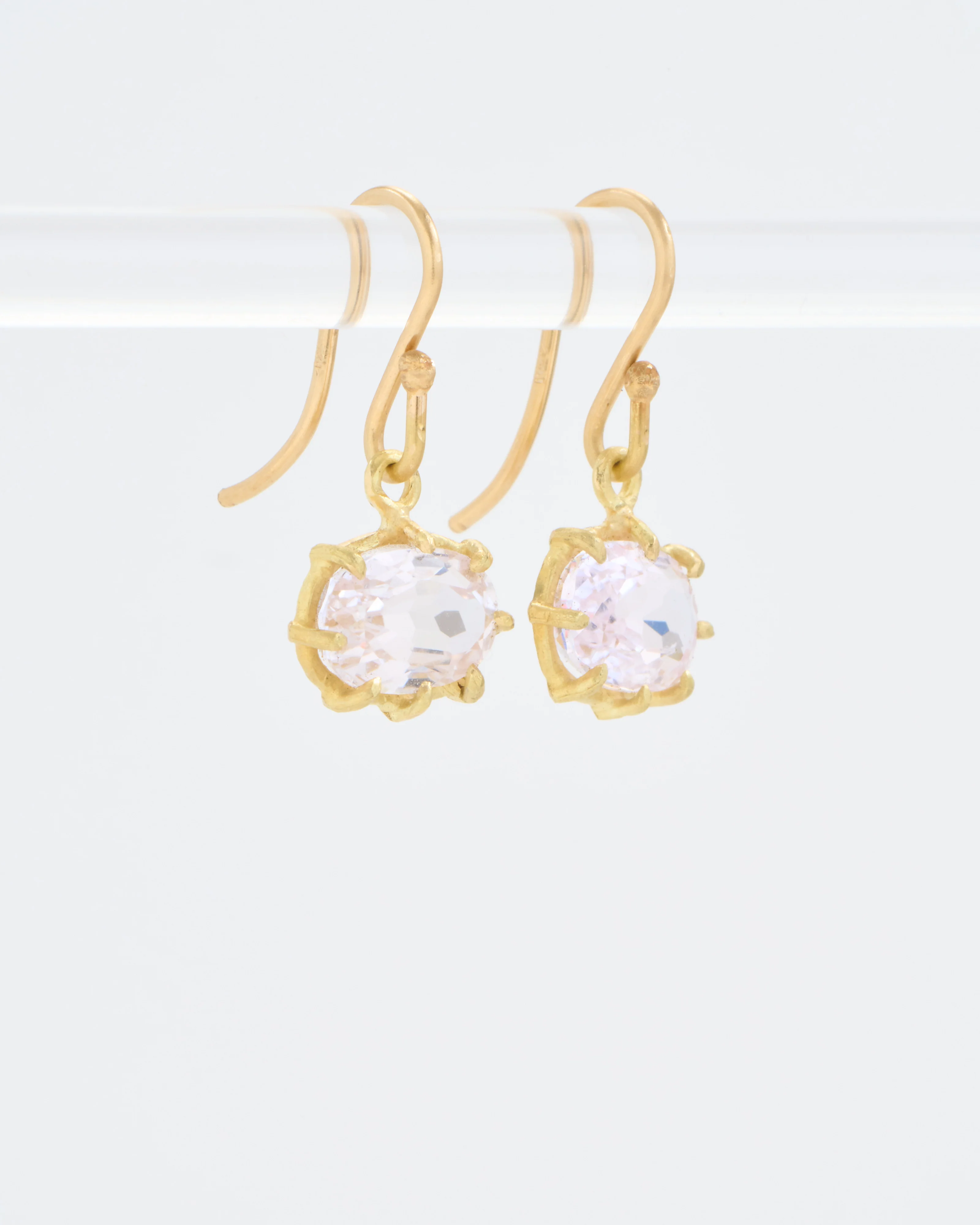 kunzite small faceted oval drop earrings - Image 2