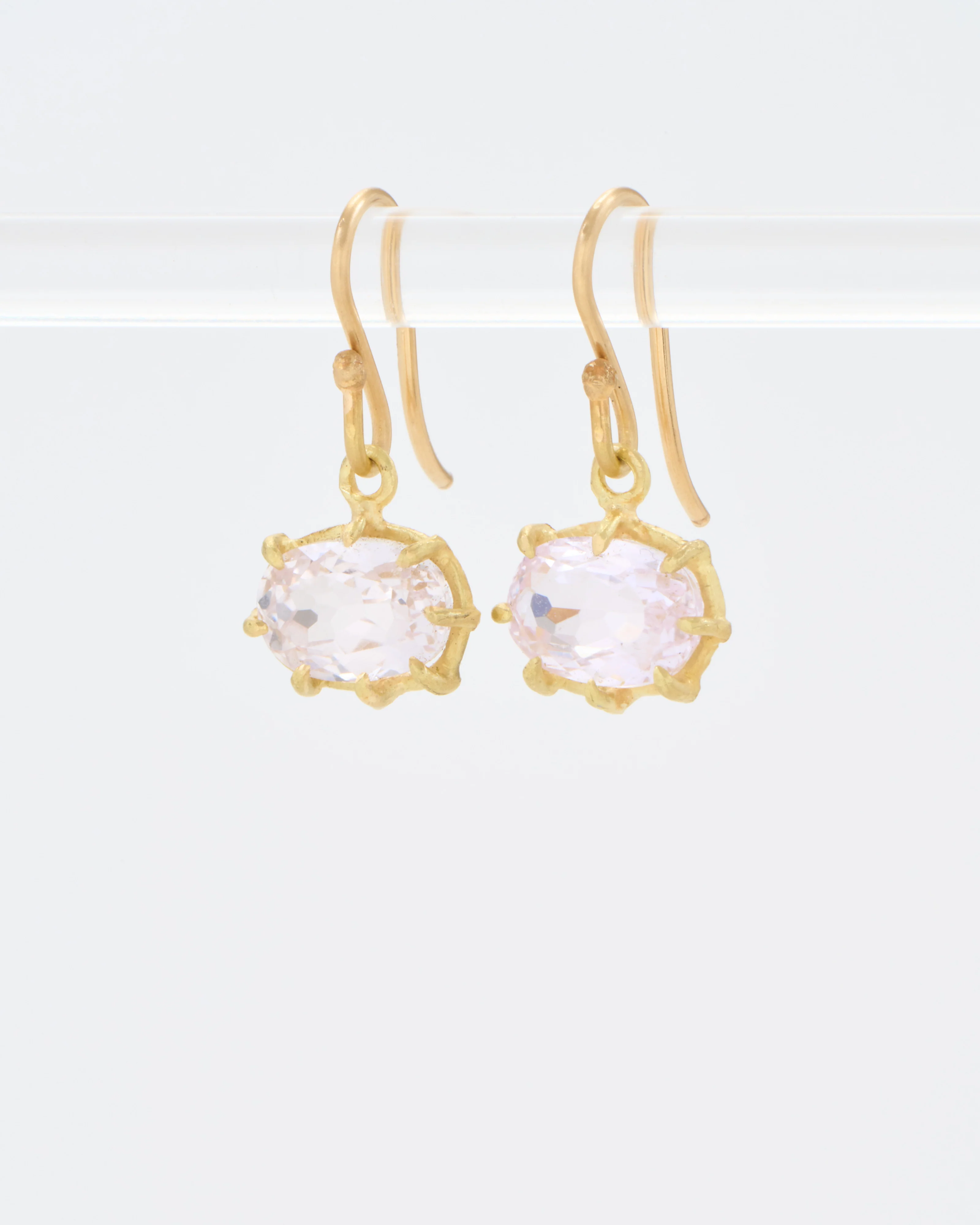 kunzite small faceted oval drop earrings - Image 3