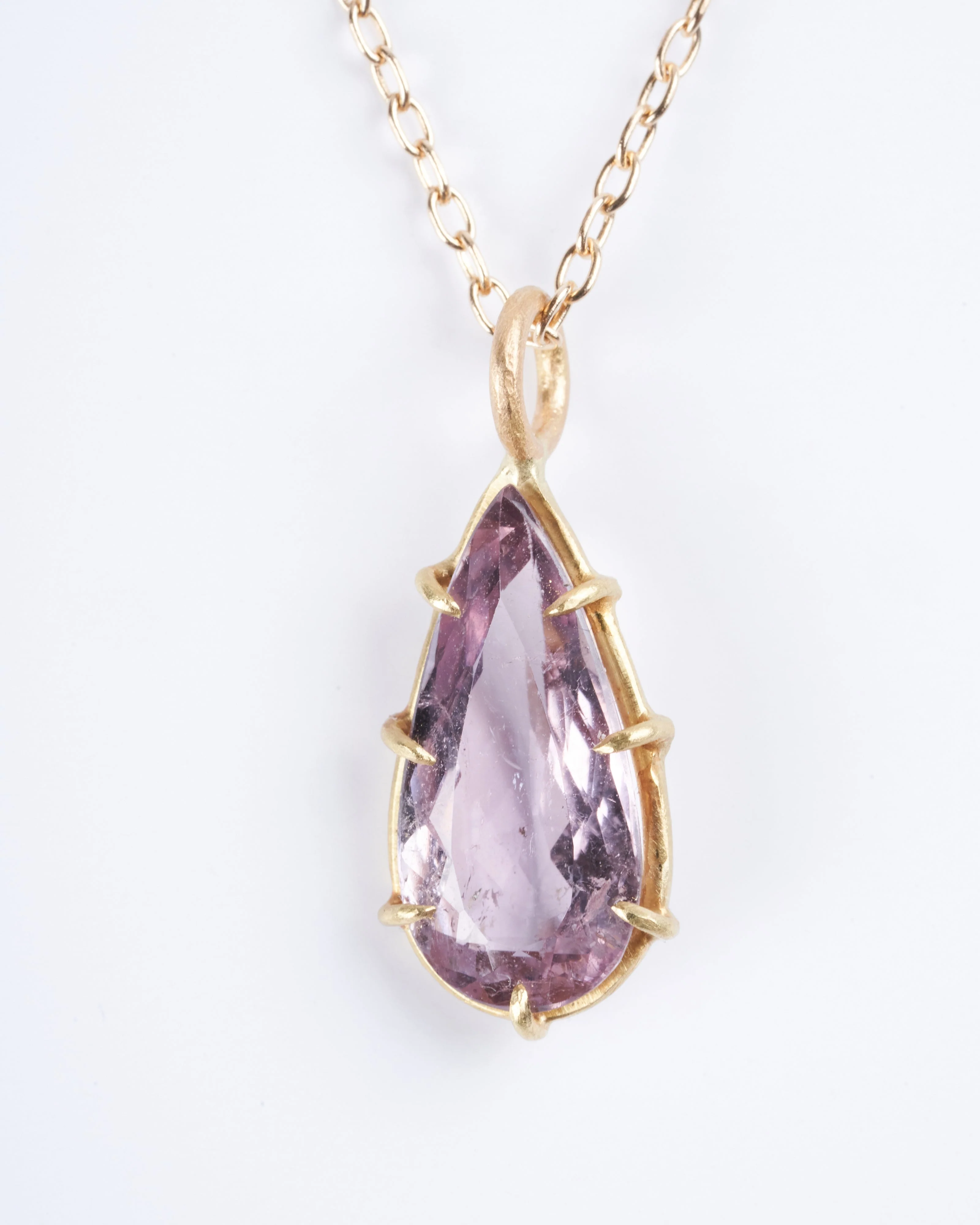 lavender tourmaline teardrop pendant - Image 2