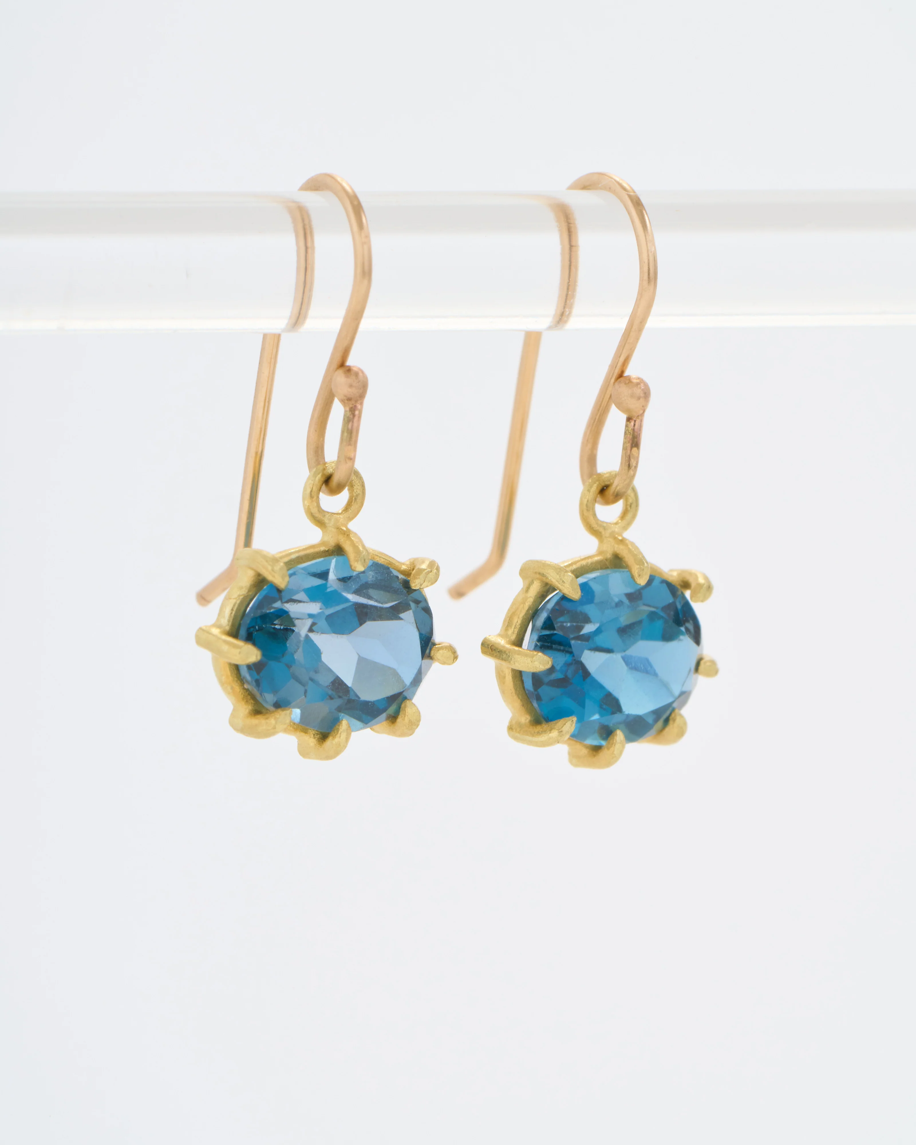 london blue topaz mini faceted oval drop earrings - Image 2