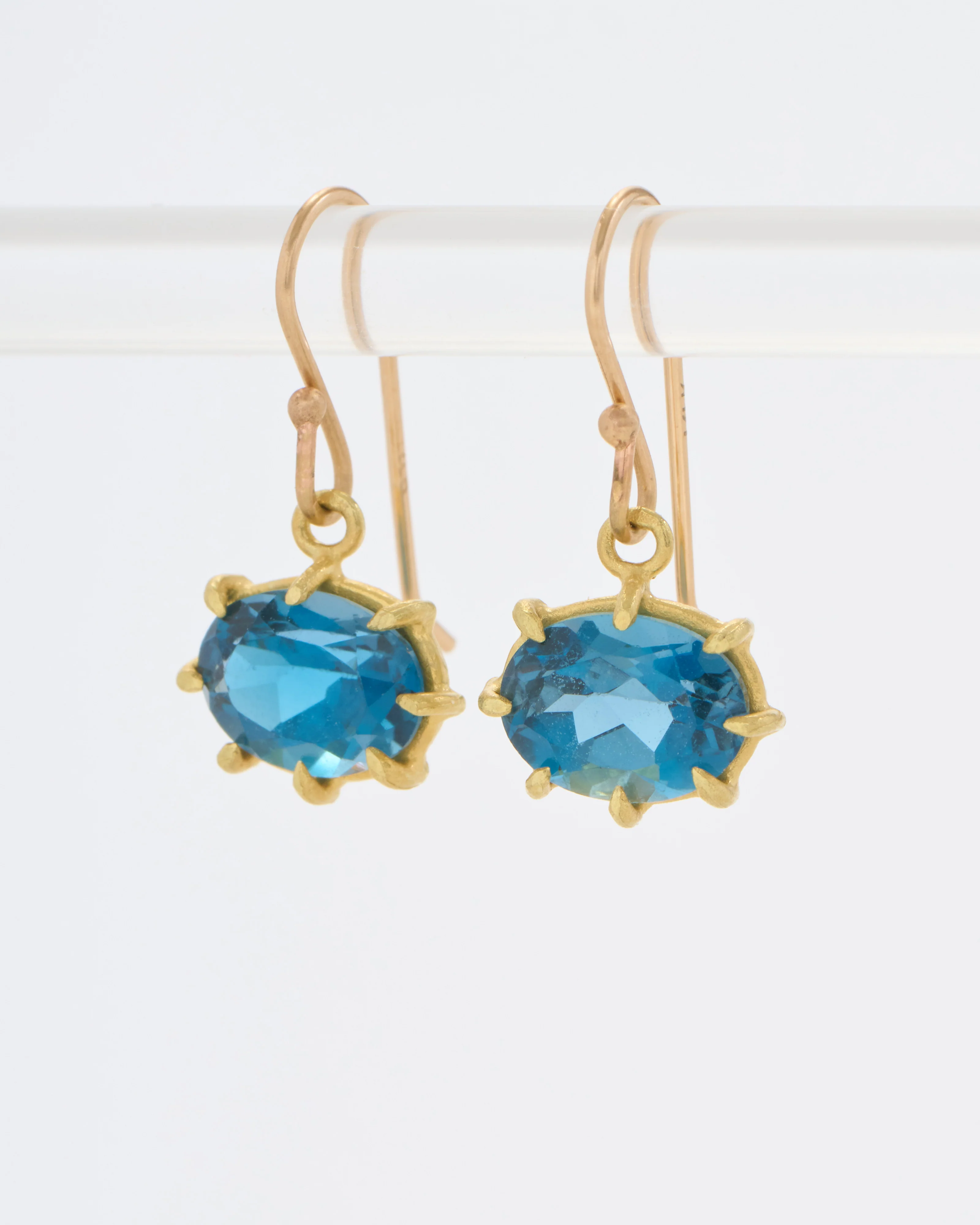 london blue topaz mini faceted oval drop earrings - Image 3