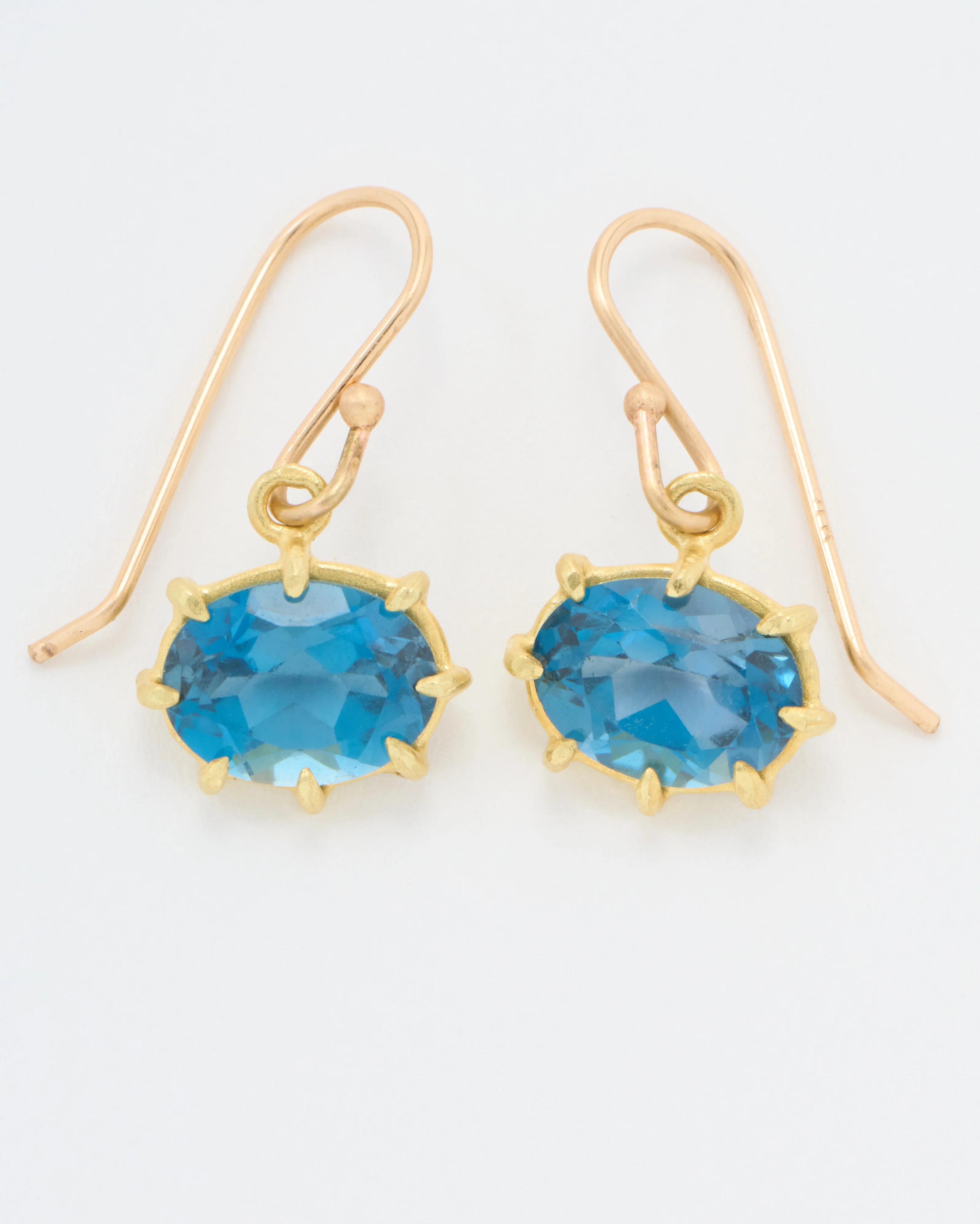 london blue topaz mini faceted oval drop earrings - Image 4