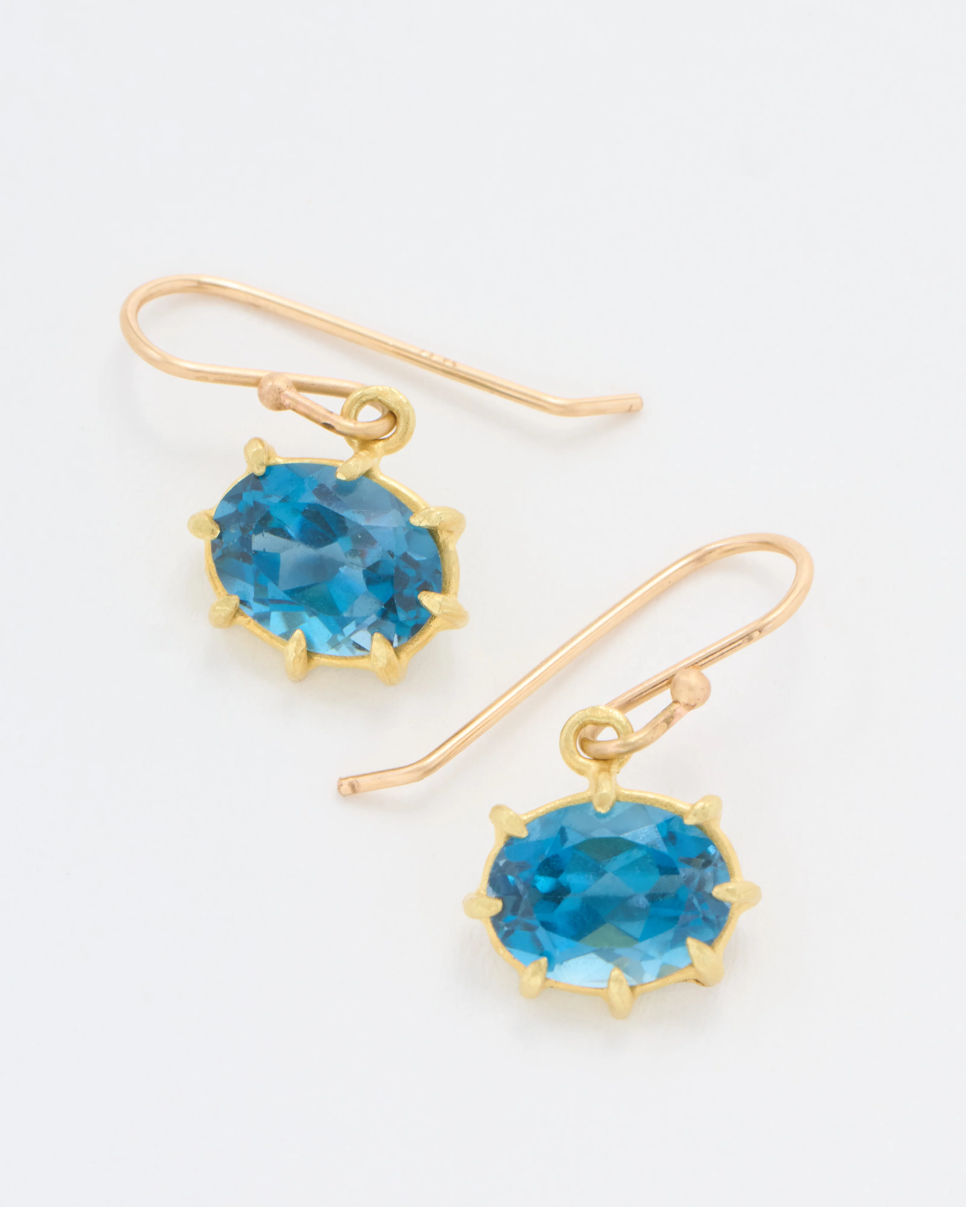 london blue topaz mini faceted oval drop earrings - Image 5