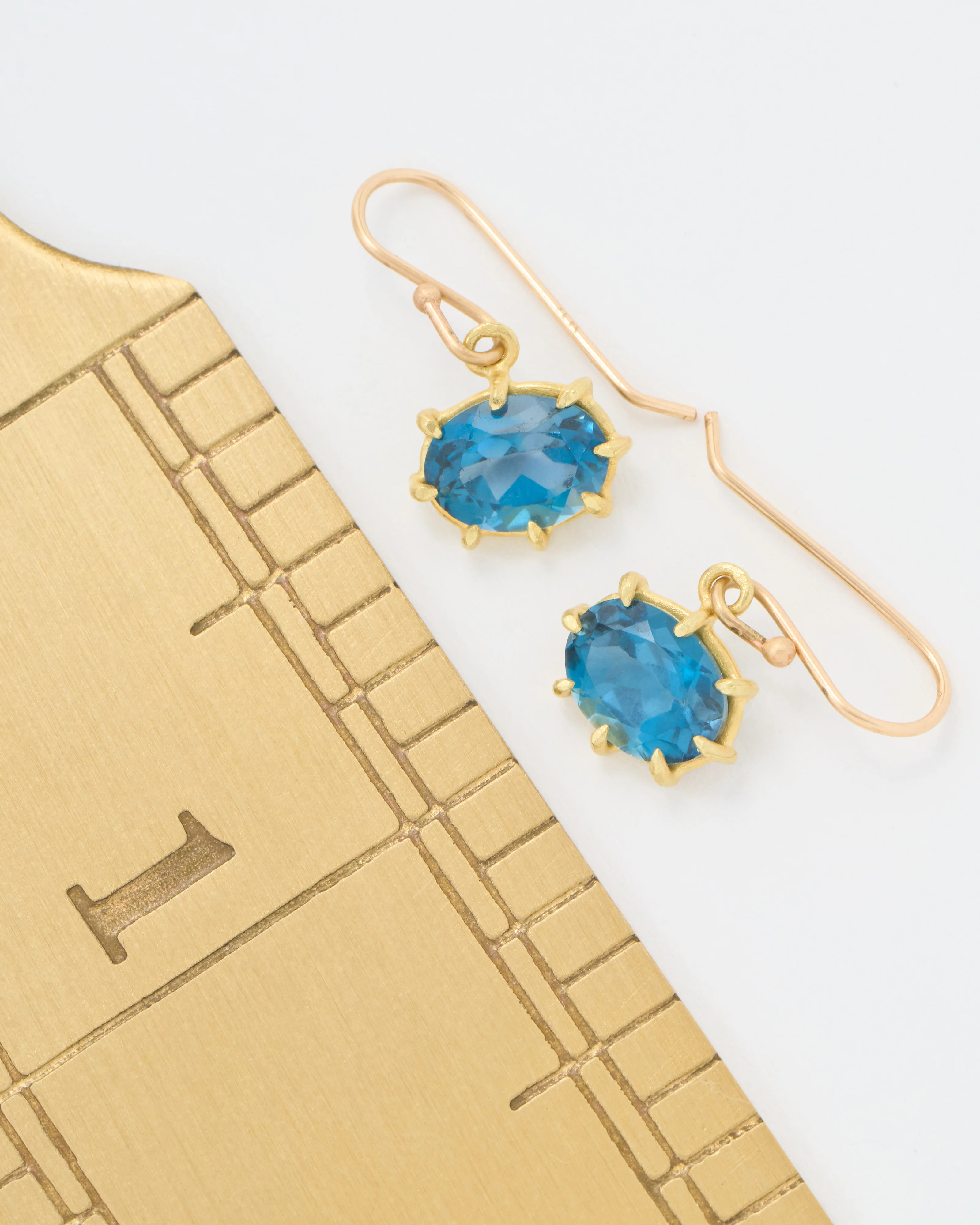 london blue topaz mini faceted oval drop earrings - Image 6